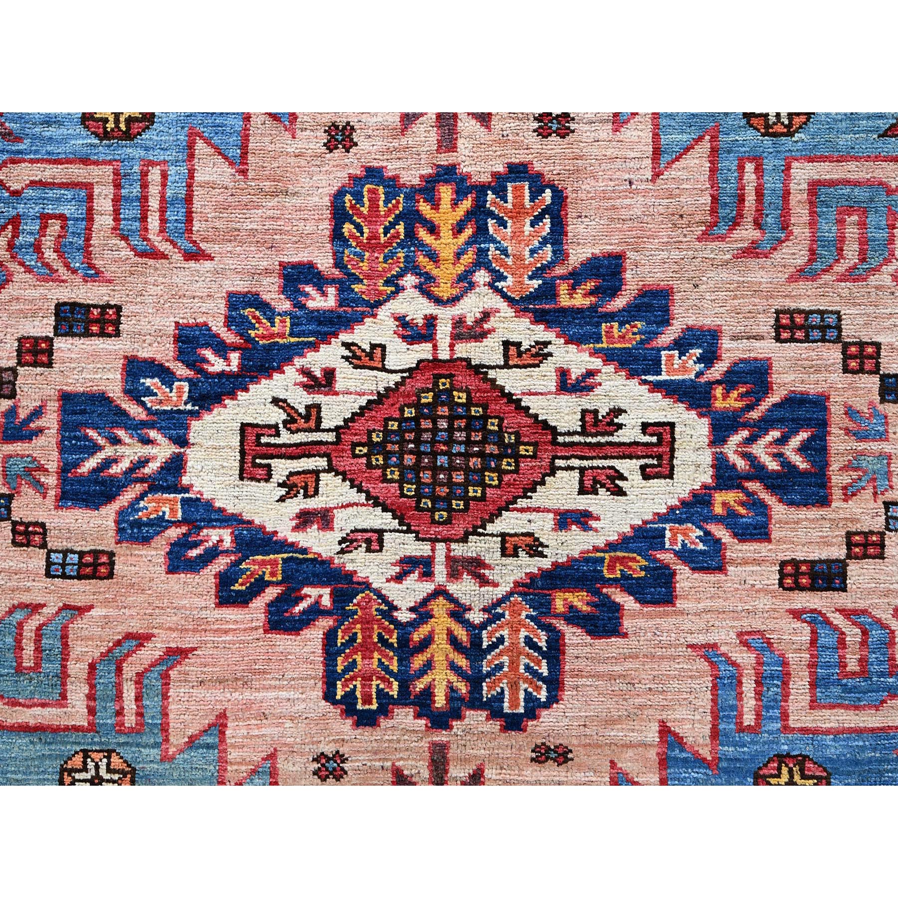 8'3"x10'6" Peach Color, Afghan Ersari with Turkish Knot, Caucasian Design Revival, Vegetable Dyes, Hand Knotted, Soft Wool, Densely Woven, Oriental Rug Sh560