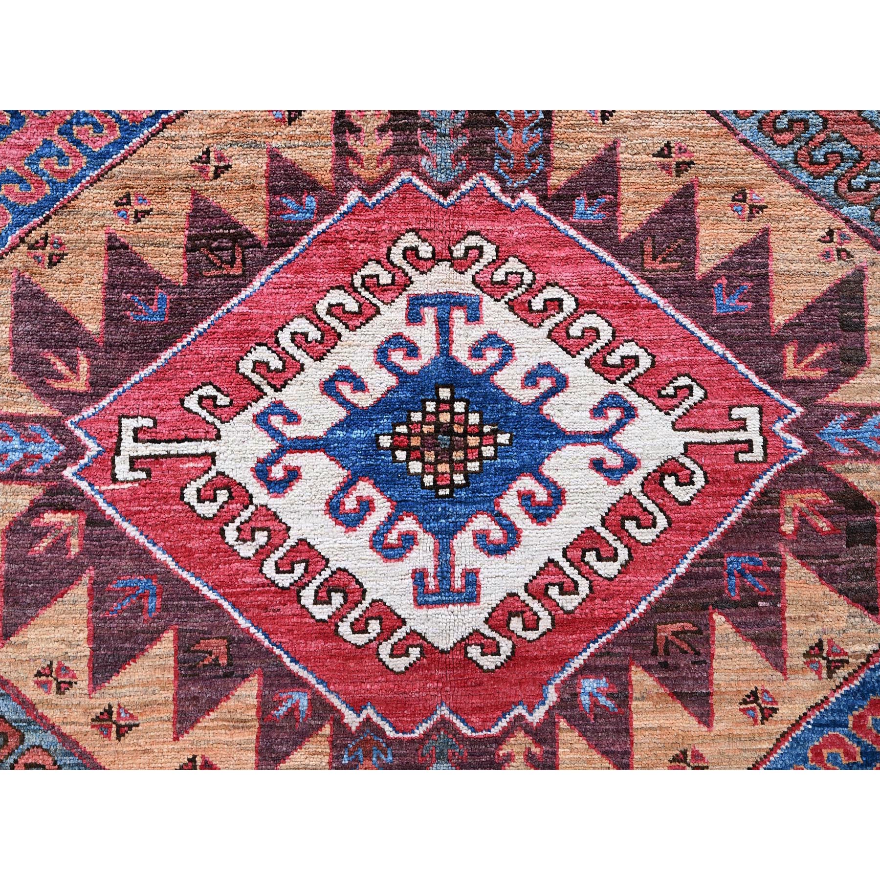 6'1"x8'4" Ochre Brown, Afghan Ersari with Turkish Knot, Caucasian Design Revival, Densely Woven, Vegetable Dyes, Hand Knotted, 100% Wool, Oriental Rug Sh562