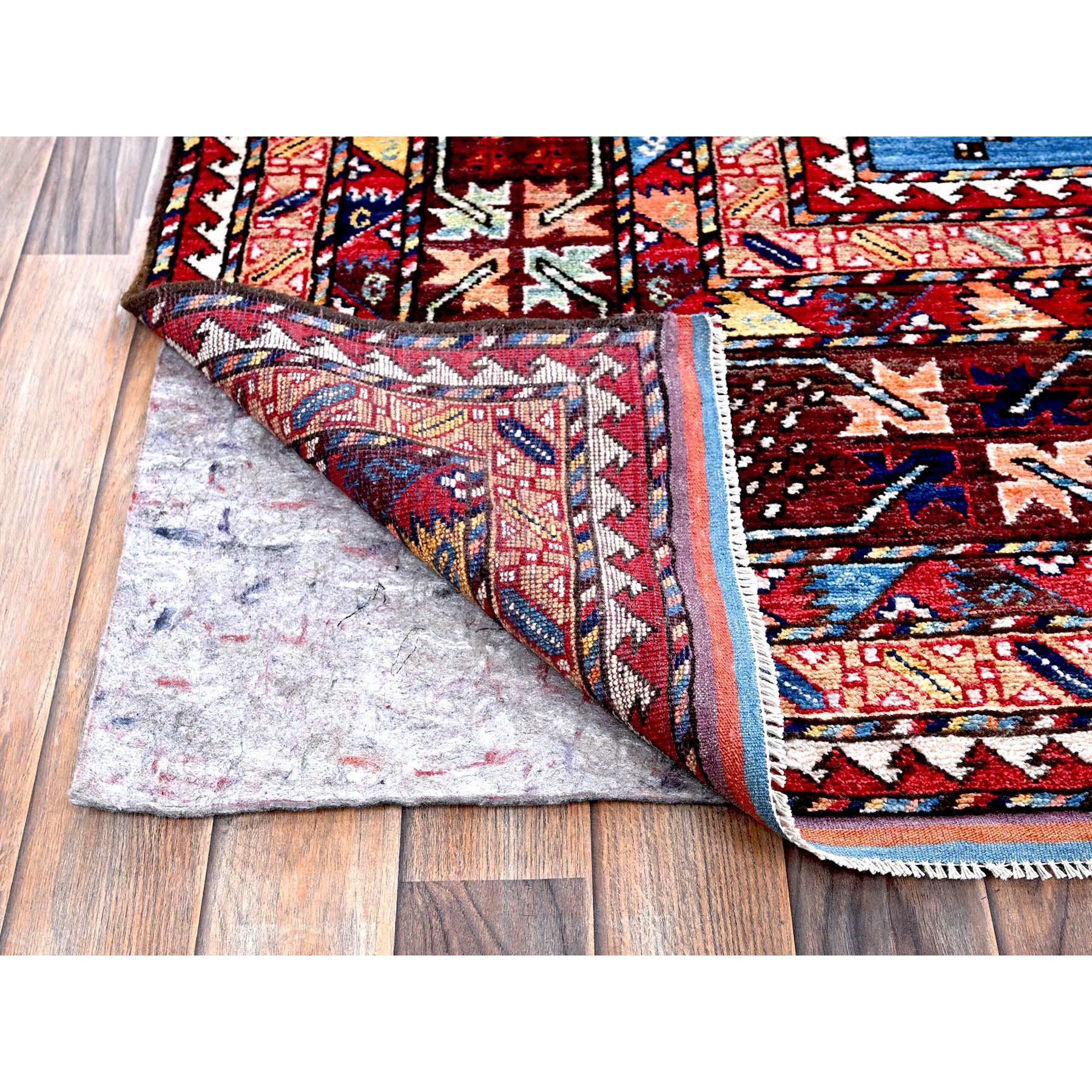 10'1"x13'4" Bayern Blue, Afghan Ersari with Turkish Knot, Caucasian Design Revival, Vegetable Dyes, Hand Knotted, Soft Wool, Densely Woven, Oriental Rug Sh563