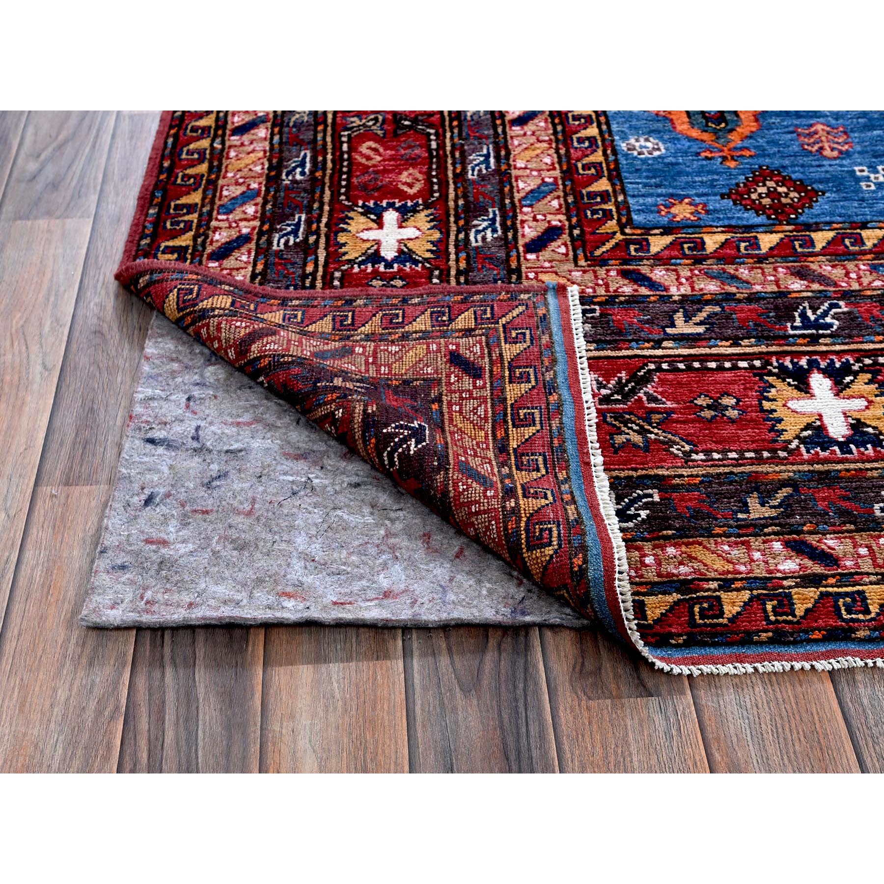 10'x10' Imperial Blue, Afghan Ersari with Turkish Knot, Caucasian Design Revival, Hand Knotted, 100% Wool, Vegetable Dyes, Square, Oriental Rug Sh564