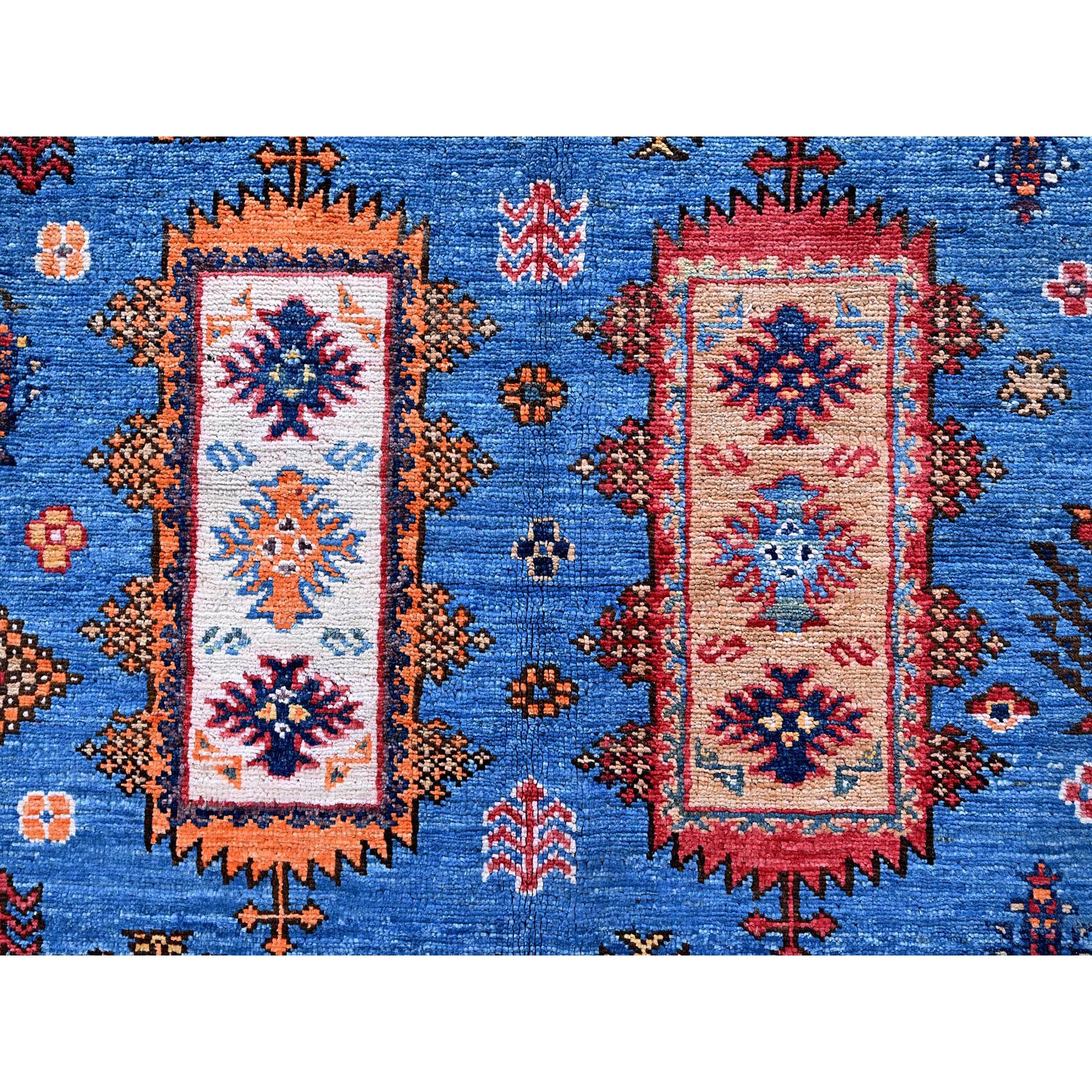 10'x10' Imperial Blue, Afghan Ersari with Turkish Knot, Caucasian Design Revival, Hand Knotted, 100% Wool, Vegetable Dyes, Square, Oriental Rug Sh564