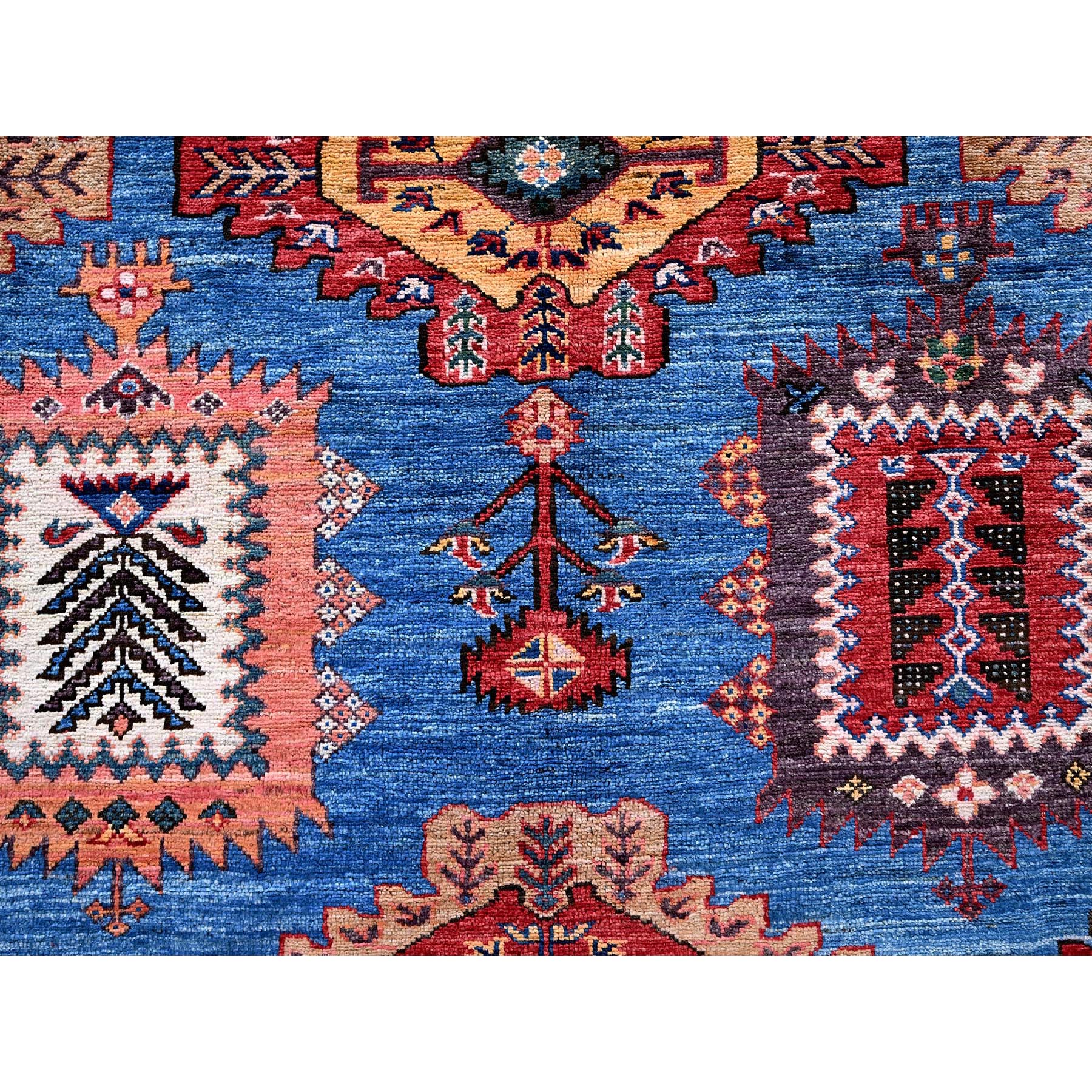 10'x13'6" Carolina Blue, Afghan Ersari with Turkish Knot, Caucasian Design Revival, Densely Woven, Vegetable Dyes, Hand Knotted, 100% Wool, Oriental Rug Sh565