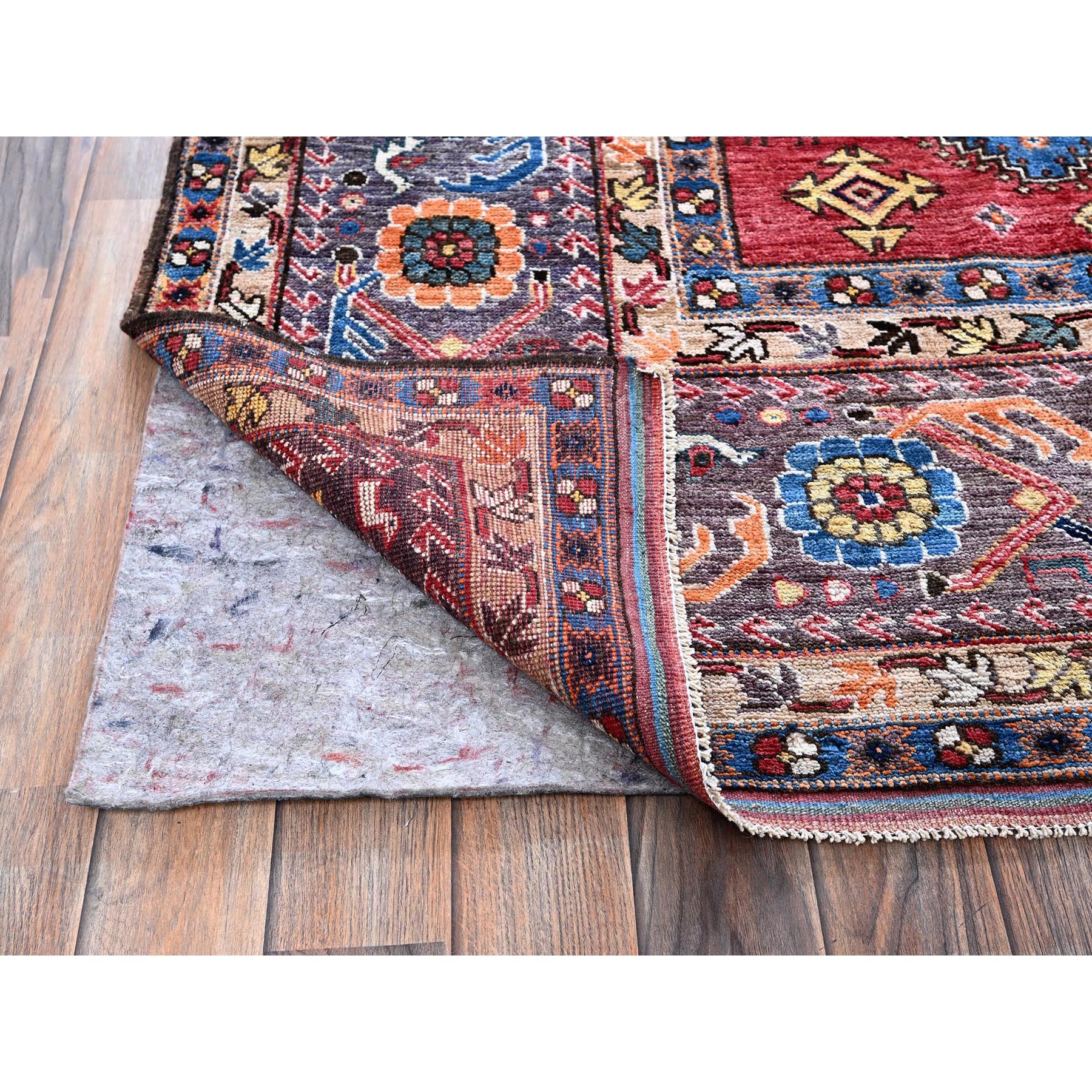 9'3"x11' Yale Blue, Afghan Ersari with Turkish Knot, Caucasian Design Revival, Small Animal Figurines, Vegetable Dyes, Hand Knotted, Soft and Shiny Wool, Oriental Rug Sh569