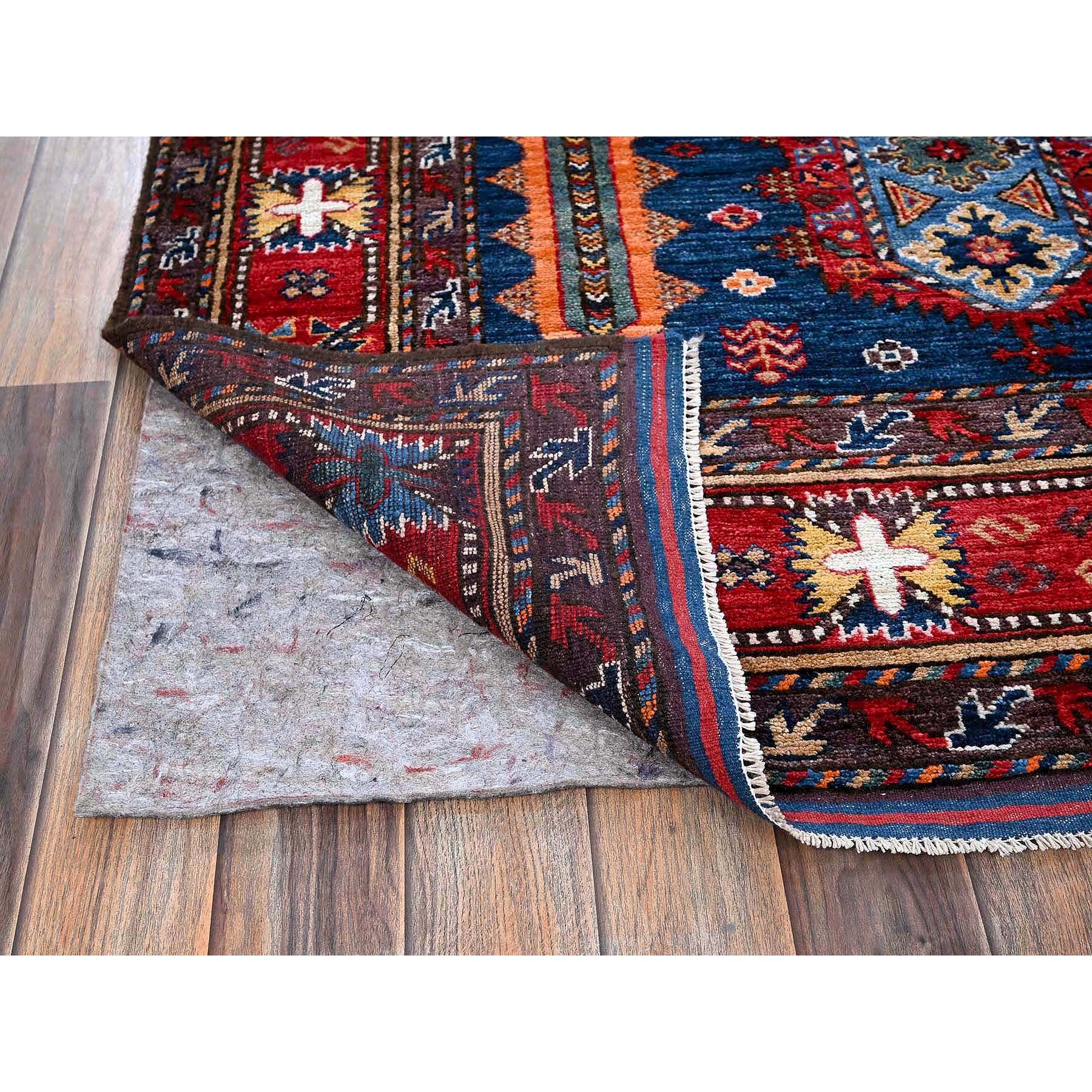 6'1"x8'5" Opal Blue, Afghan Ersari with Turkish Knot, Caucasian Design Revival, Hand Knotted, Vegetable Dyes, Soft and Velvety Wool, Densely Woven, Oriental Rug Sh576