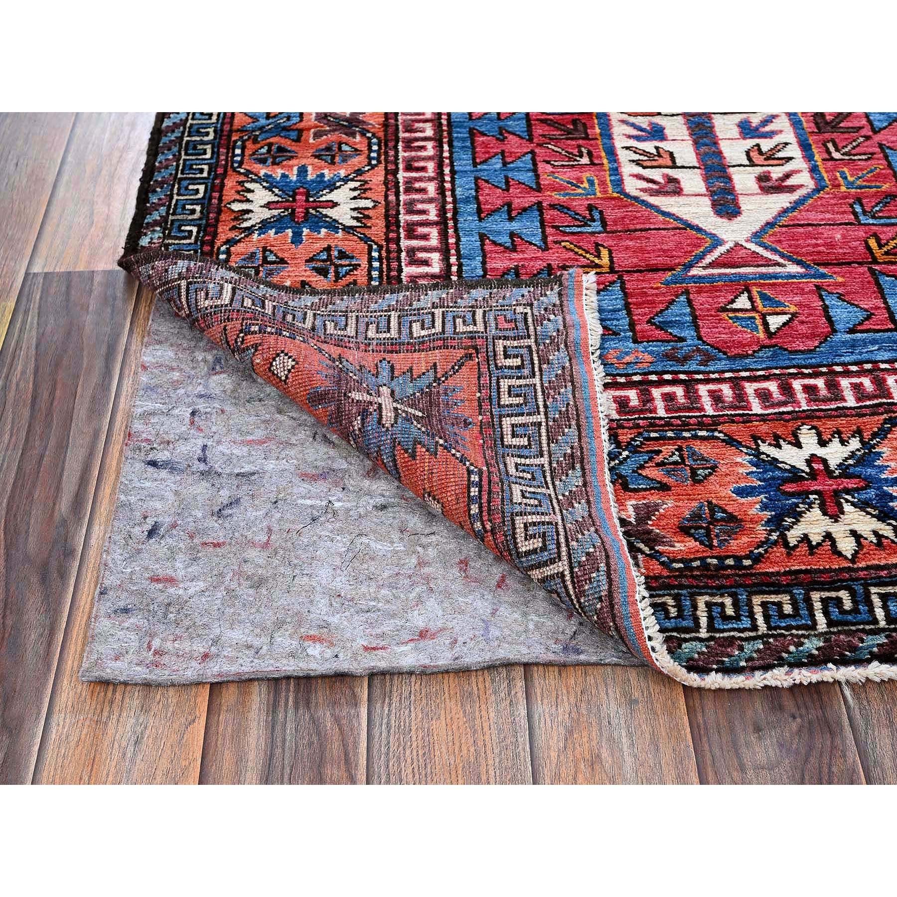 6'x7'8" Bayern Blue, Afghan Ersari with Turkish Knot, Caucasian Design Revival, Vegetable Dyes, Densely Woven, Hand Knotted, Soft Wool, Oriental Rug Sh583