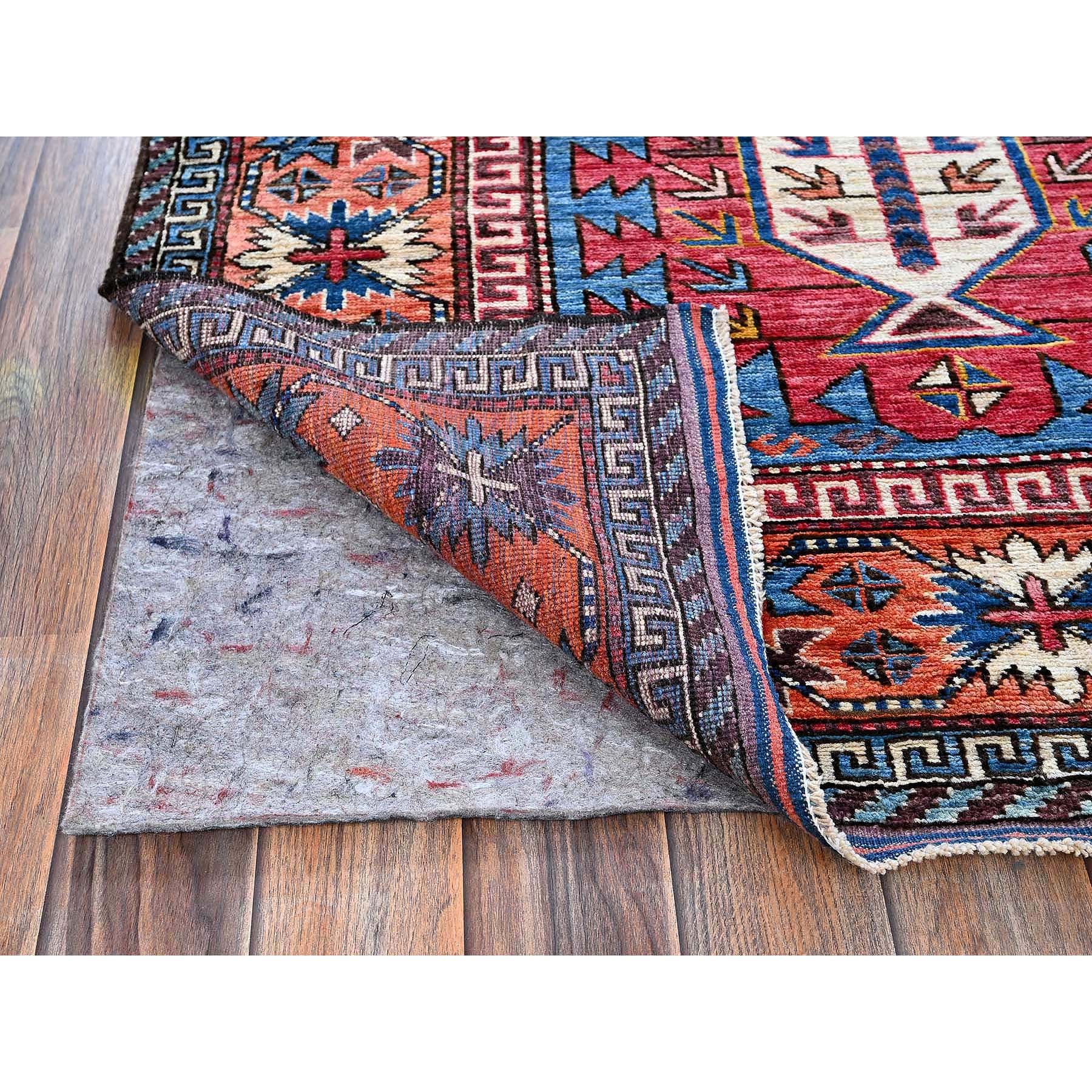 6'x7'8" Carolina Blue, Afghan Ersari with Turkish Knot, Caucasian Design Revival, Vegetable Dyes, Densely Woven, Hand Knotted, Soft Wool, Oriental Rug Sh588