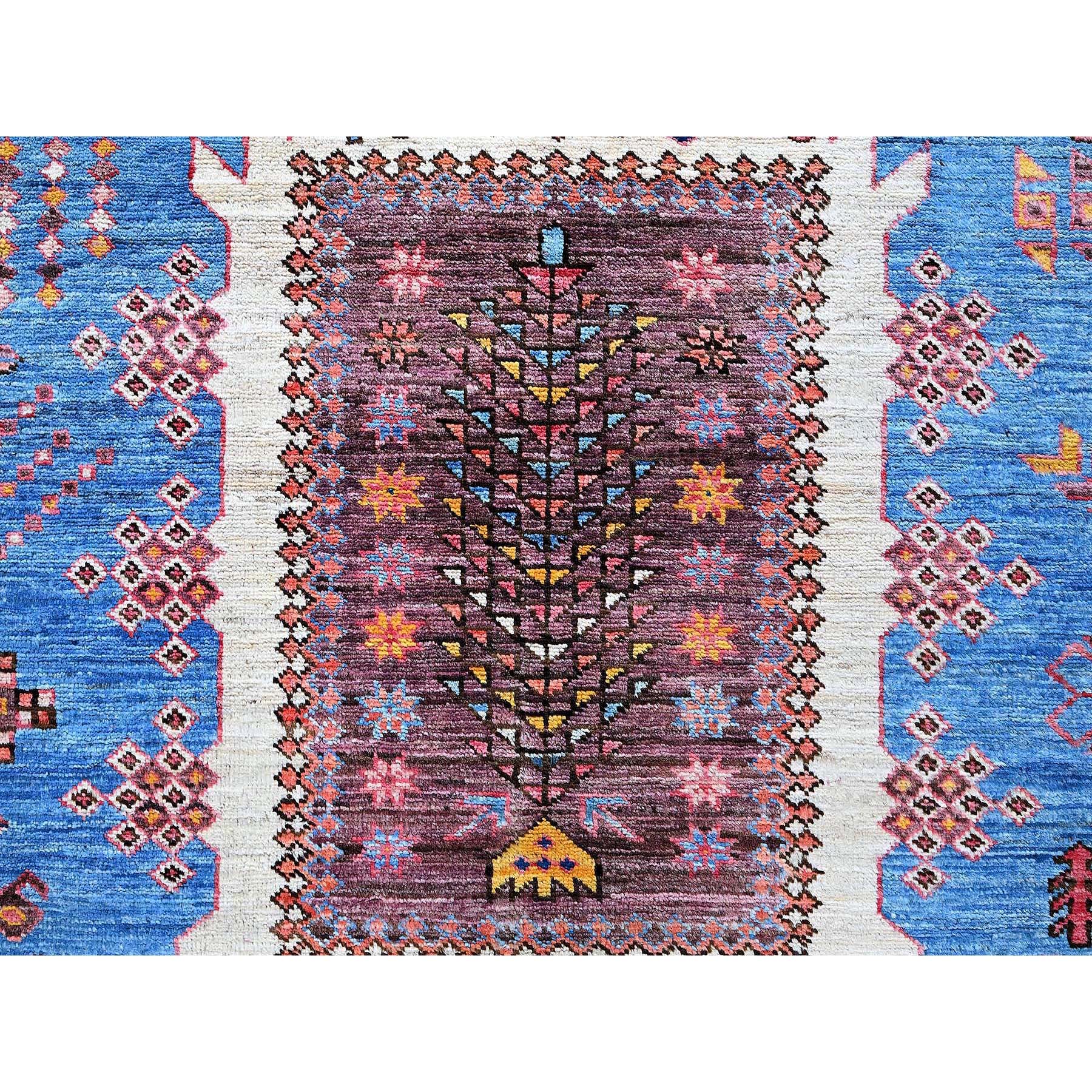 6'x7'8" Carolina Blue, Afghan Ersari with Turkish Knot, Caucasian Design Revival, Vegetable Dyes, Densely Woven, Hand Knotted, Soft Wool, Oriental Rug Sh588