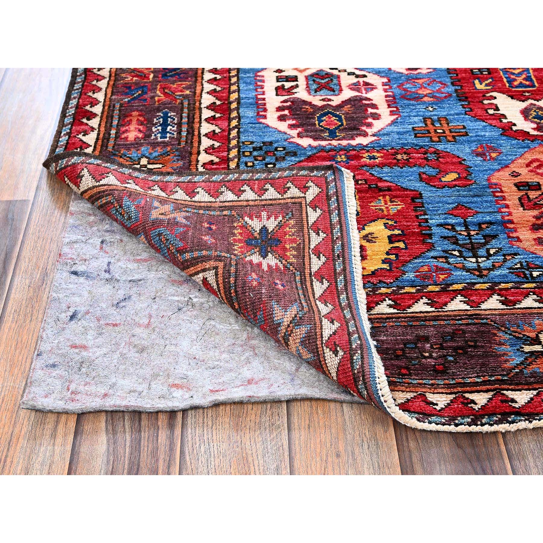 5'4"x6'8" Bayern Blue, Afghan Ersari with Turkish Knot, Caucasian Design Revival, Hand Knotted, Soft Wool, Vegetable Dyes, Densely Woven, Oriental Rug Sh591