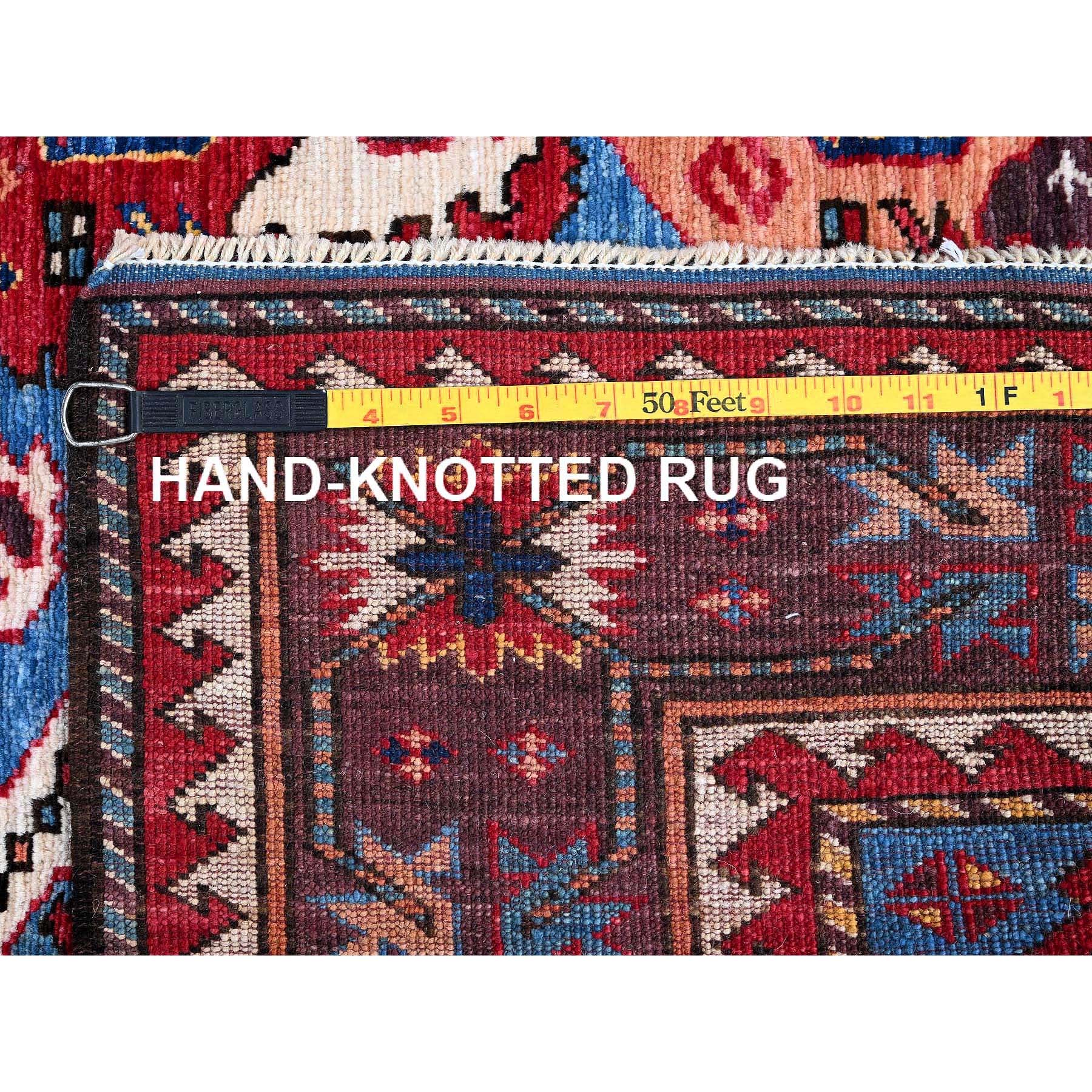 5'4"x6'8" Bayern Blue, Afghan Ersari with Turkish Knot, Caucasian Design Revival, Hand Knotted, Soft Wool, Vegetable Dyes, Densely Woven, Oriental Rug Sh591