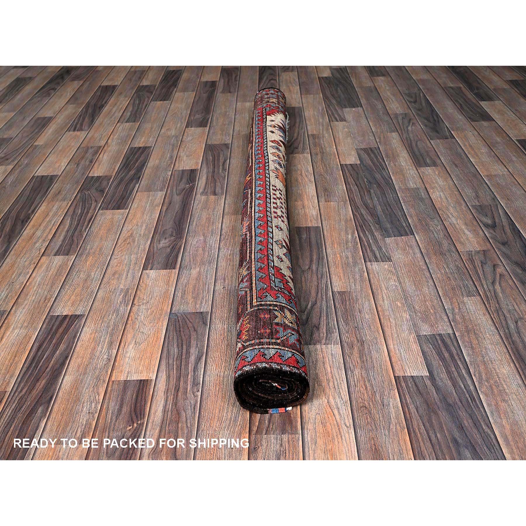 5'2"x6'8" Parchment White, Afghan Ersari with Turkish Knot, Caucasian Design Revival, Vegetable Dyes, Densely Woven, Hand Knotted, Soft and Shiny Wool, Oriental Rug Sh594
