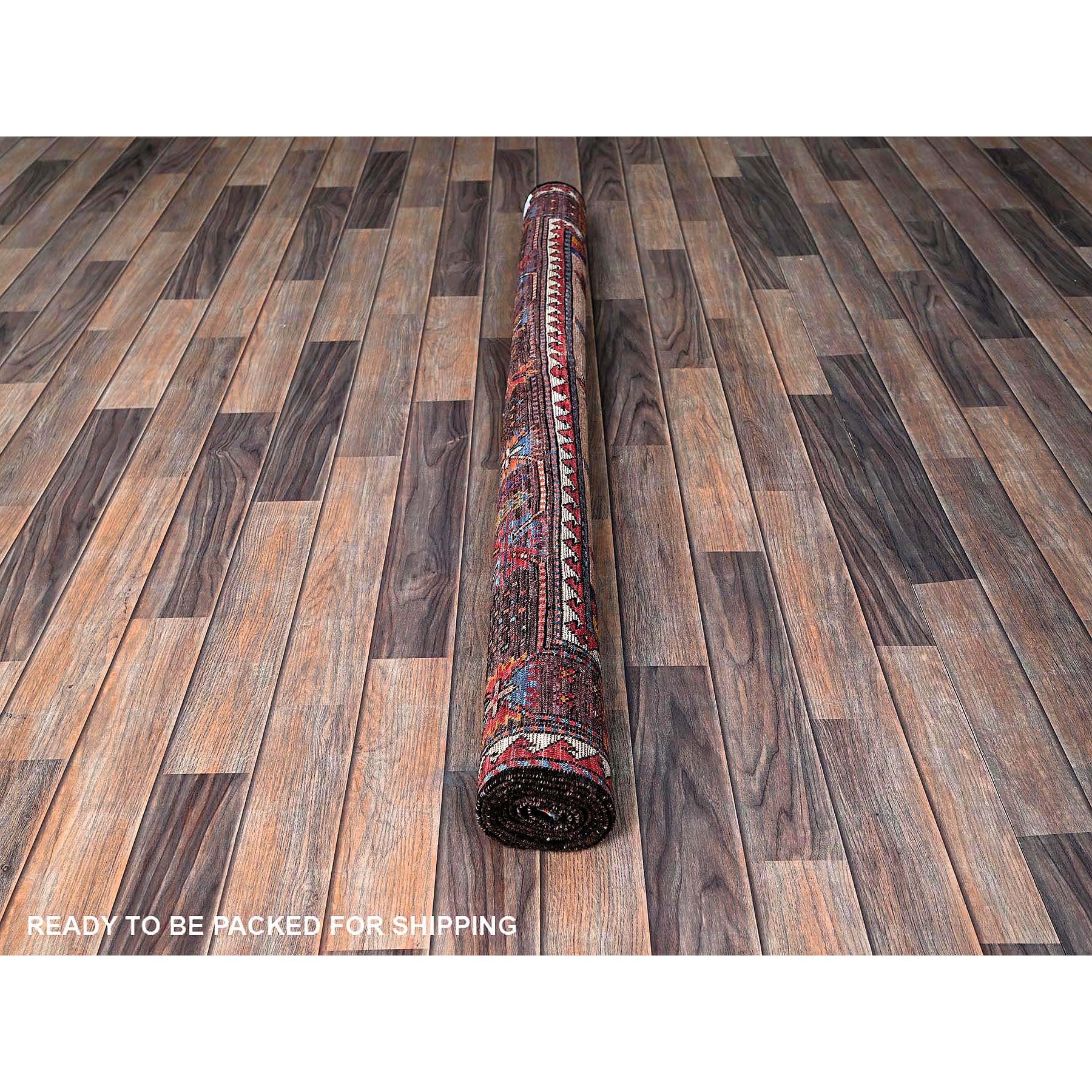 5'x6'7" Cantaloupe Orange, Afghan Ersari with Turkish Knot, Caucasian Design Revival, Vegetable Dyes, Densely Woven, Hand Knotted, Soft Wool, Oriental Rug Sh596