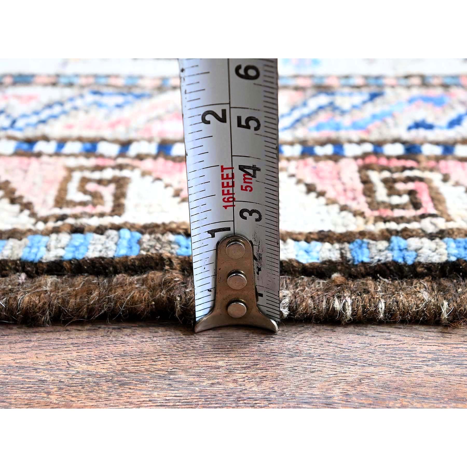 5'x6'3" Crepe Pink, Afghan Ersari with Turkish Knot, Caucasian Design Revival, Ancient Bird Figurines, Vegetable Dyes, Densely Woven, Hand Knotted, Soft Wool, Oriental Rug Sh597