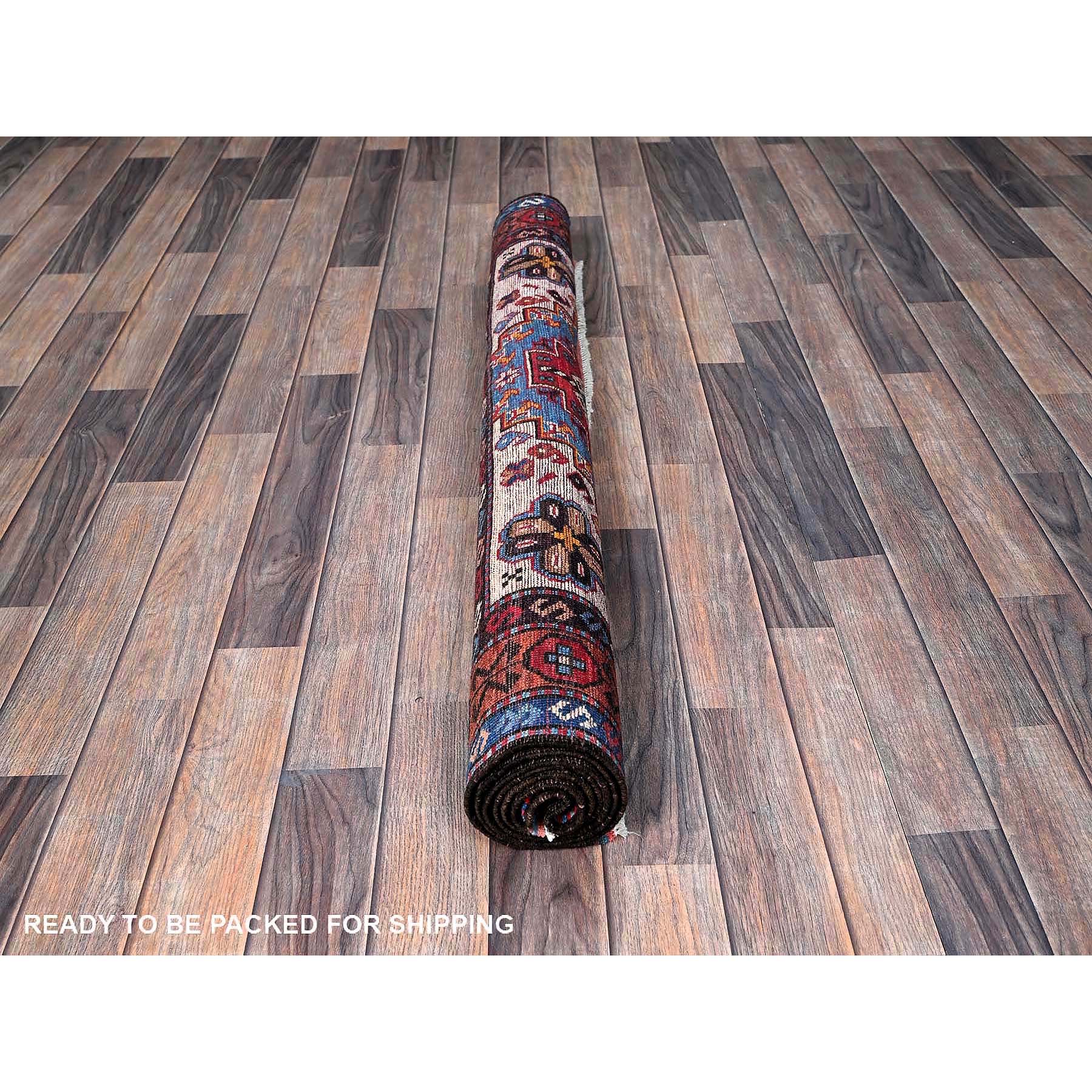 4'2"x6'2" Maya Blue, Afghan Ersari with Turkish Knot, Caucasian Design Revival, Vegetable Dyes, Densely Woven, Hand Knotted, Soft Wool, Oriental Rug Sh602