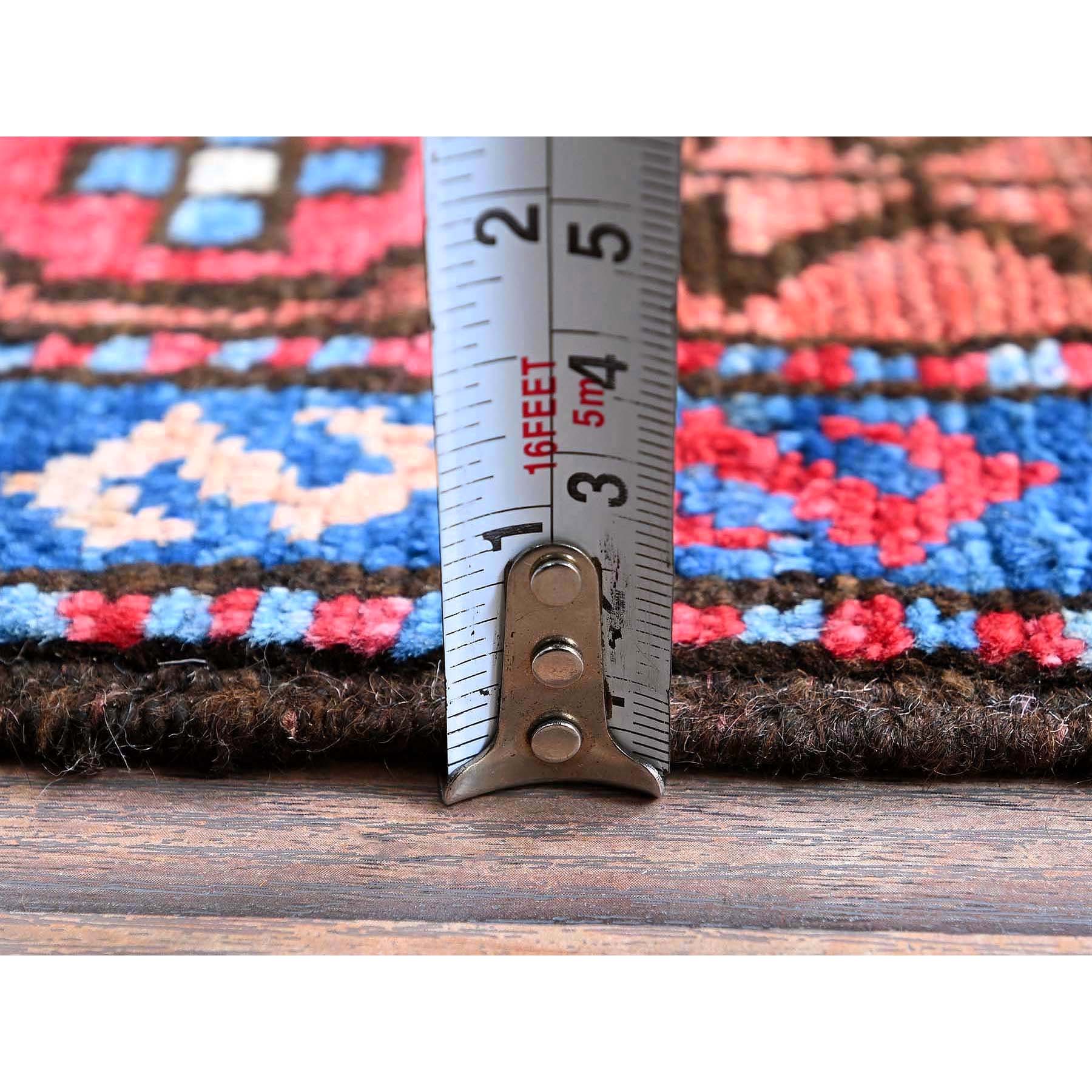 4'2"x6'2" Maya Blue, Afghan Ersari with Turkish Knot, Caucasian Design Revival, Vegetable Dyes, Densely Woven, Hand Knotted, Soft Wool, Oriental Rug Sh602