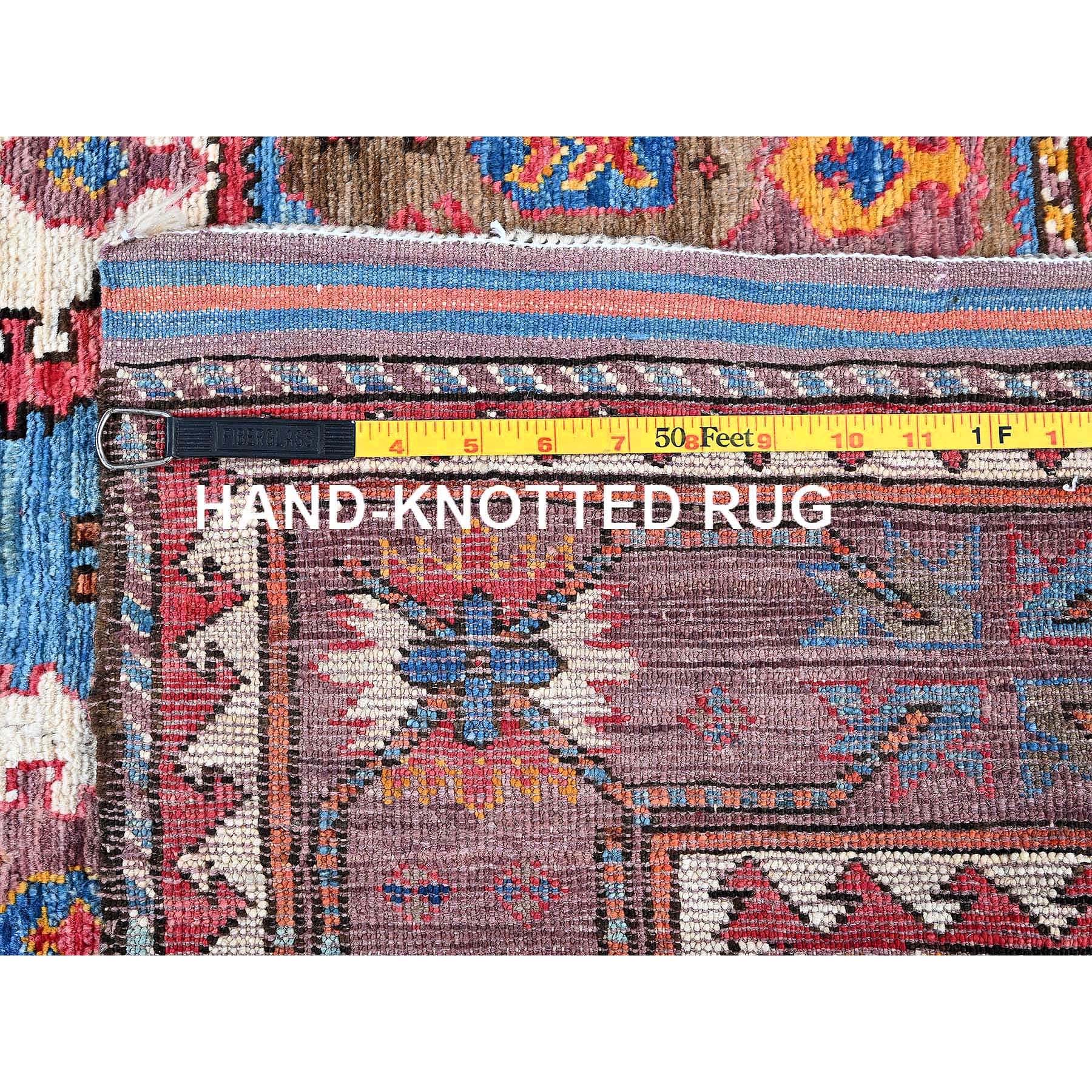 4'4"x5'9" Carolina Blue, Afghan Ersari with Turkish Knot, Caucasian Design Revival, Vegetable Dyes, Densely Woven, Hand Knotted, Soft and Velvety Wool, Oriental Rug Sh604