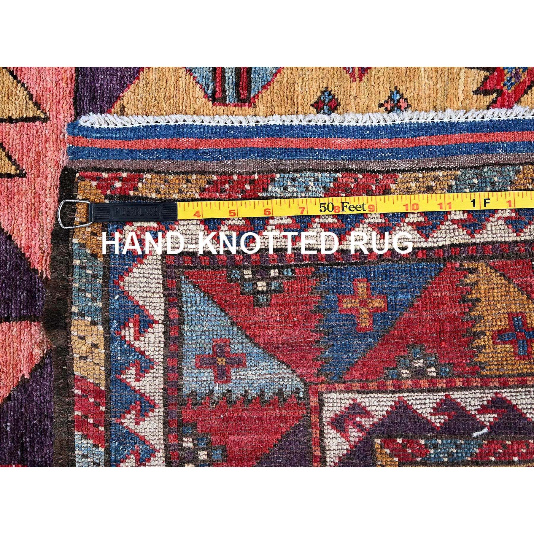 4'6"x5'2" Mustard Yellow, Afghan Ersari with Turkish Knot, Caucasian Design Revival, Vegetable Dyes, Densely Woven, Hand Knotted, Soft Wool, Oriental Rug Sh609