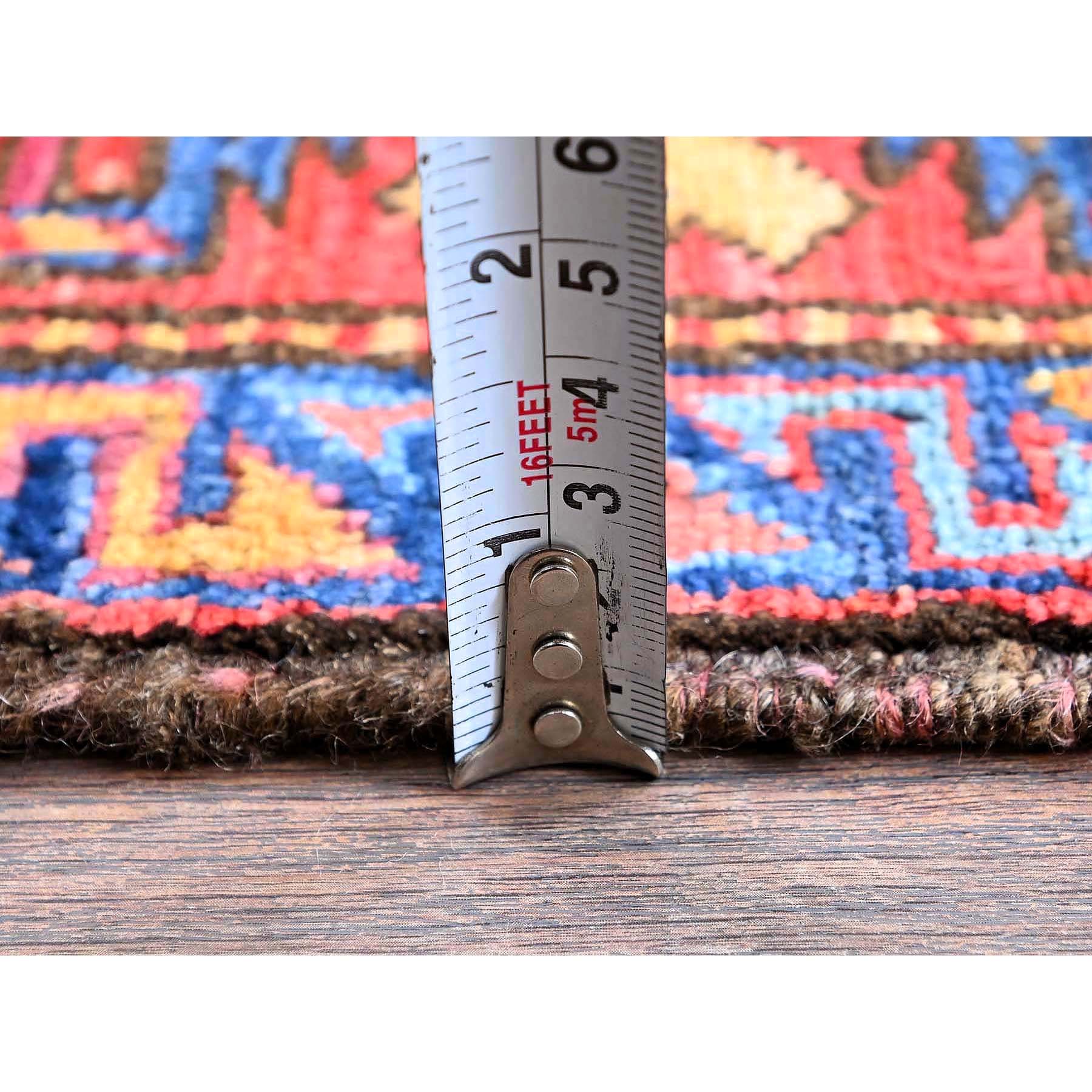 4'1"x5'10" Cedar Brown, Afghan Ersari with Turkish Knot, Caucasian Design Revival, Small Bird and Animal Figurines, Vegetable Dyes, Densely Woven, Hand Knotted, 100% Wool, Oriental Rug Sh611