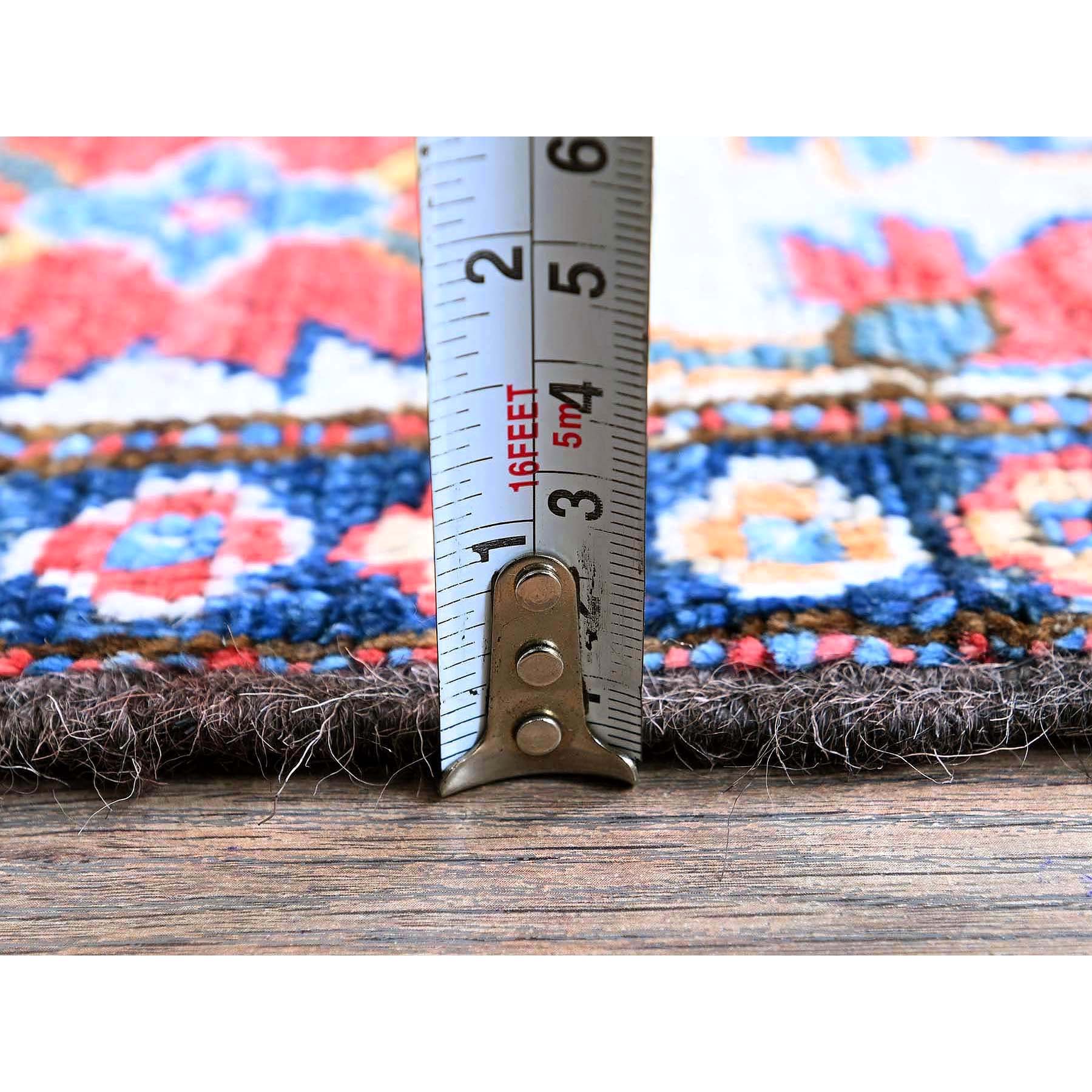 2'10"x9'8" Crimson Red, Colorful Afghan Ersari with Turkish Knot, Caucasian Design Revival, Vegetable Dyes, Hand Knotted, Soft Wool, Densely Woven, Runner, Oriental Rug Sh618