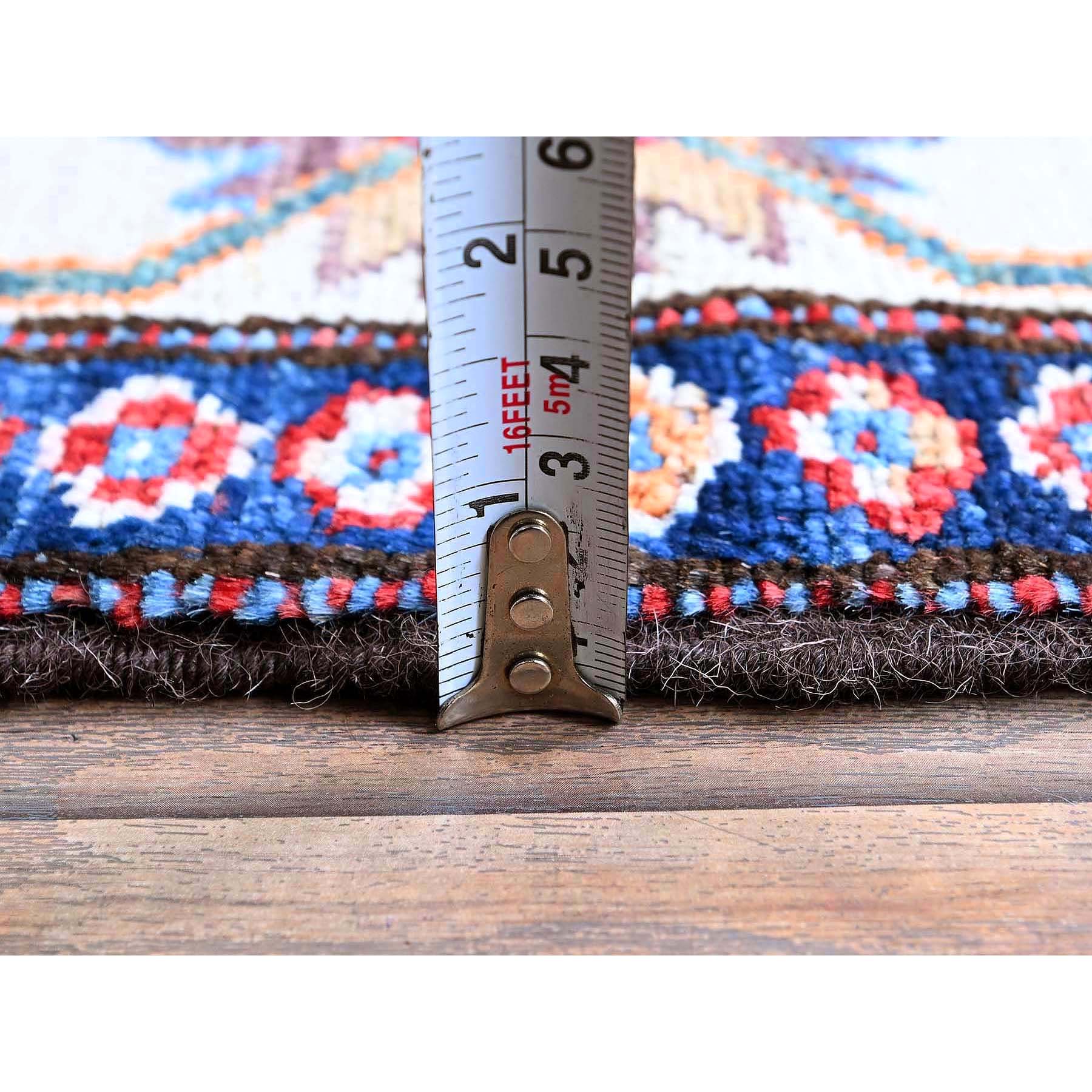 2'8"x9'2" Crimson Red, Colorful Afghan Ersari with Turkish Knot, Caucasian Design Revival, Vegetable Dyes, Densely Woven, Hand Knotted, Soft Wool, Runner, Oriental Rug Sh620