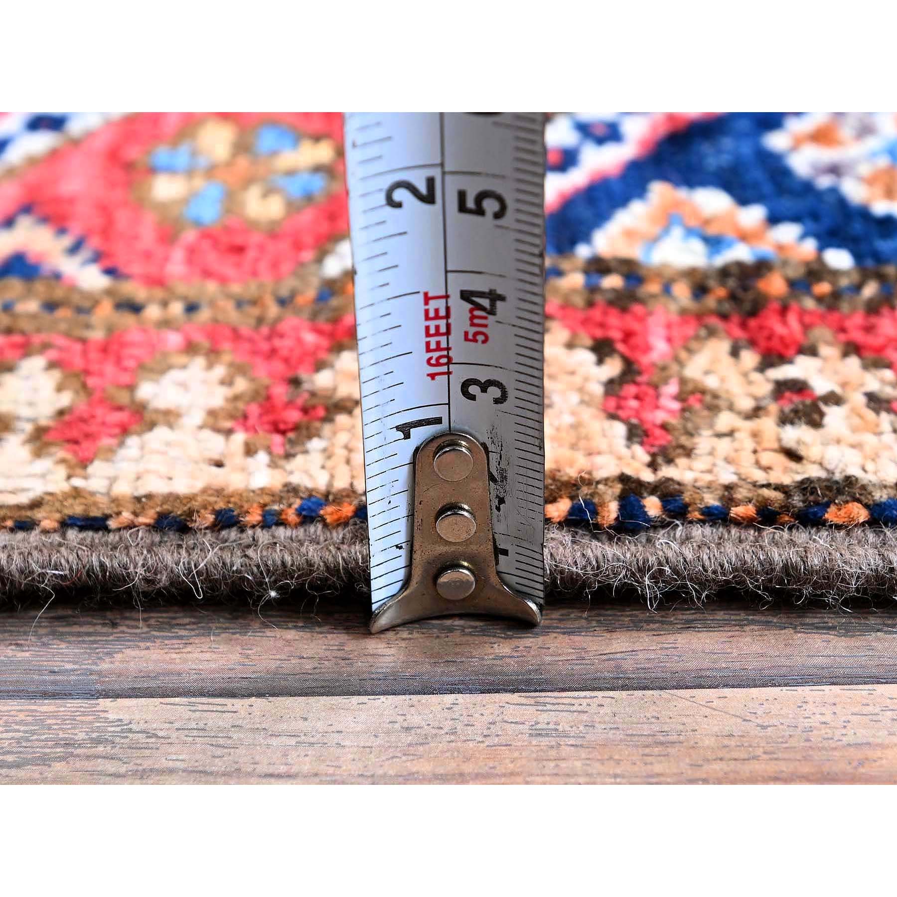 2'9"x8'4" Opal Blue, Afghan Ersari with Turkish Knot, Caucasian Design Revival, Small Animal Figurines, Vegetable Dyes, Densely Woven, Hand Knotted, Soft Wool, Runner, Oriental Rug Sh621