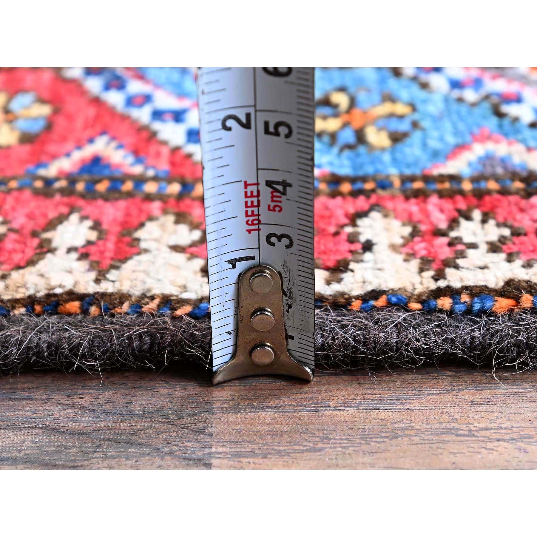 2'8"x9'7" Bayern Blue, Afghan Ersari with Turkish Knot, Caucasian Design Revival, Small Animal Figurines, Vegetable Dyes, Densely Woven, Soft Wool, Hand Knotted, Runner, Oriental Rug Sh622