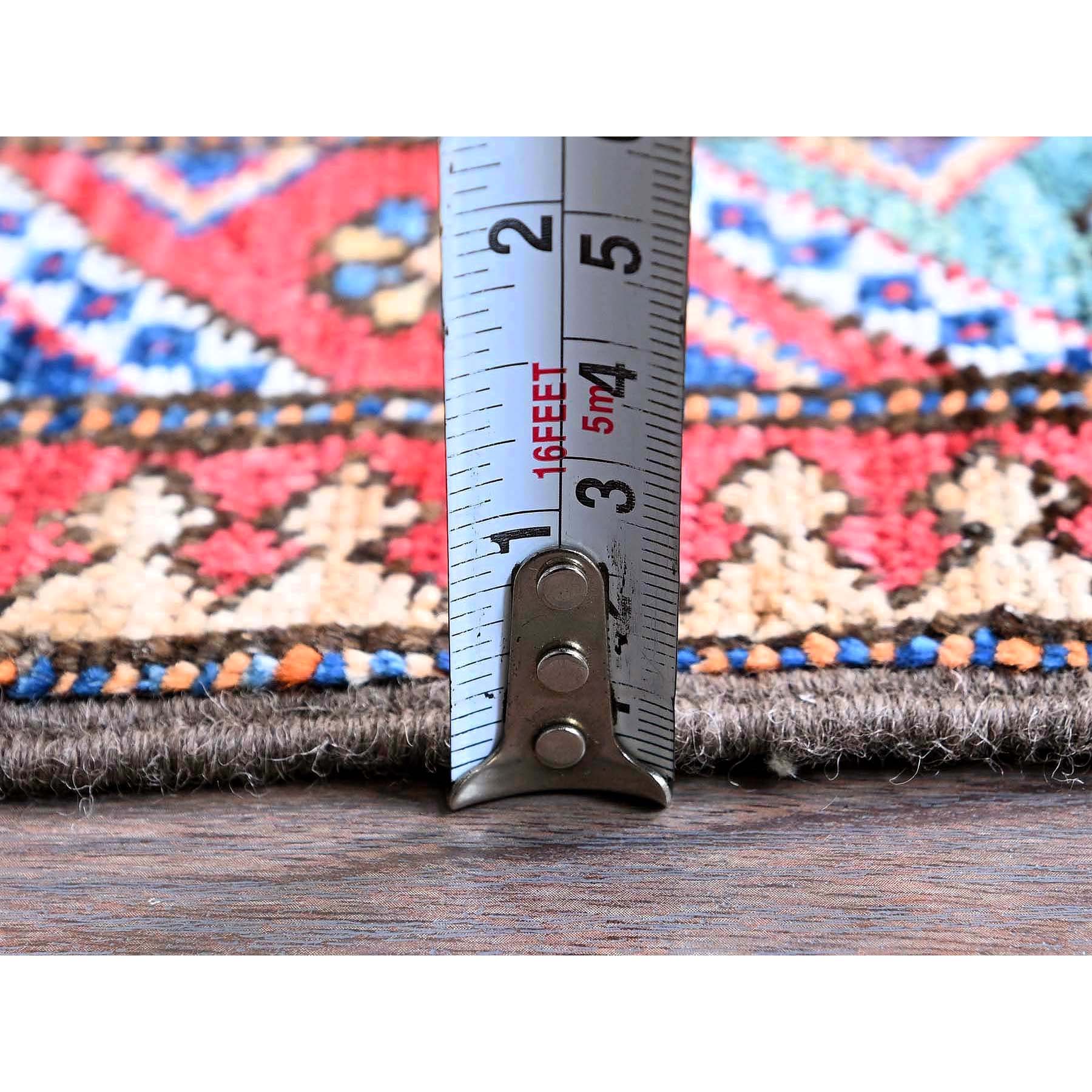 2'8"x9'6" Navy Blue, Afghan Ersari with Turkish Knot, Caucasian Design Revival, Small Animal Figurines, Vegetable Dyes, Densely Woven, Hand Knotted, Soft Wool, Runner, Oriental Rug Sh623