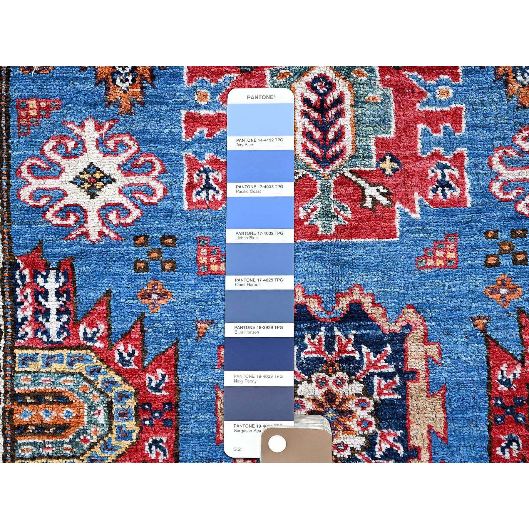 2'10"x4'6" Carolina Blue, Afghan Ersari with Turkish Knot, Caucasian Design Revival, Vegetable Dyes, Densely Woven, Hand Knotted, Soft Wool, Oriental Rug Sh628