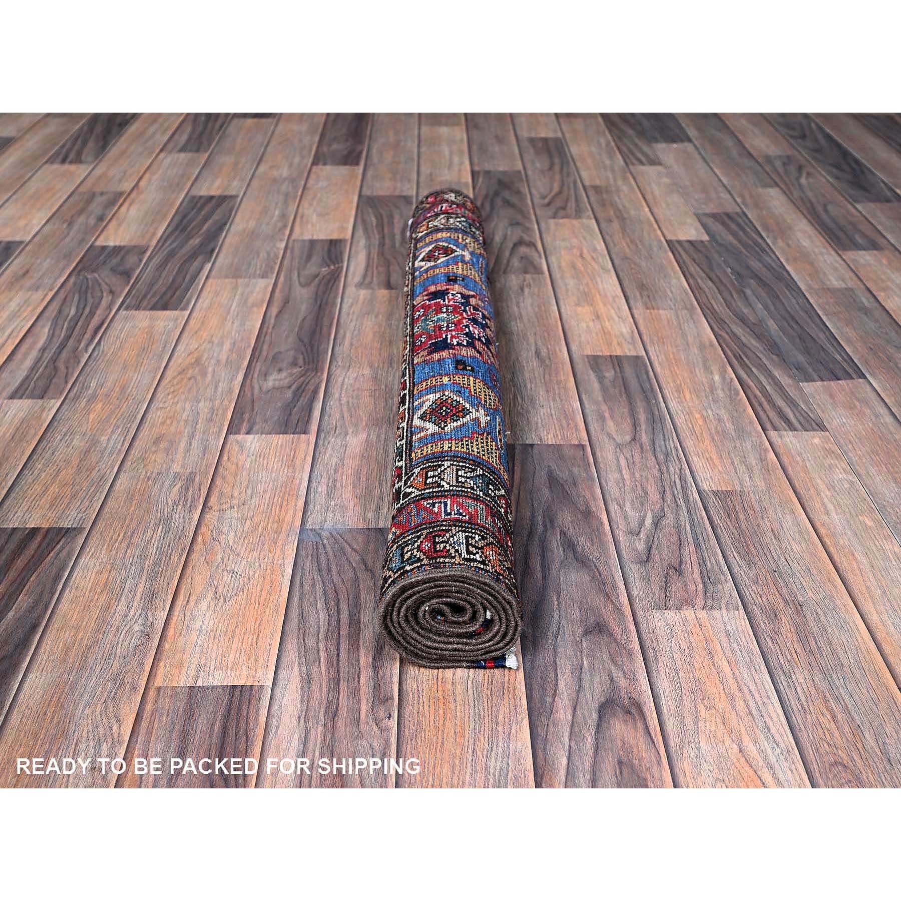 2'10"x4'6" Carolina Blue, Afghan Ersari with Turkish Knot, Caucasian Design Revival, Vegetable Dyes, Densely Woven, Hand Knotted, Soft Wool, Oriental Rug Sh628