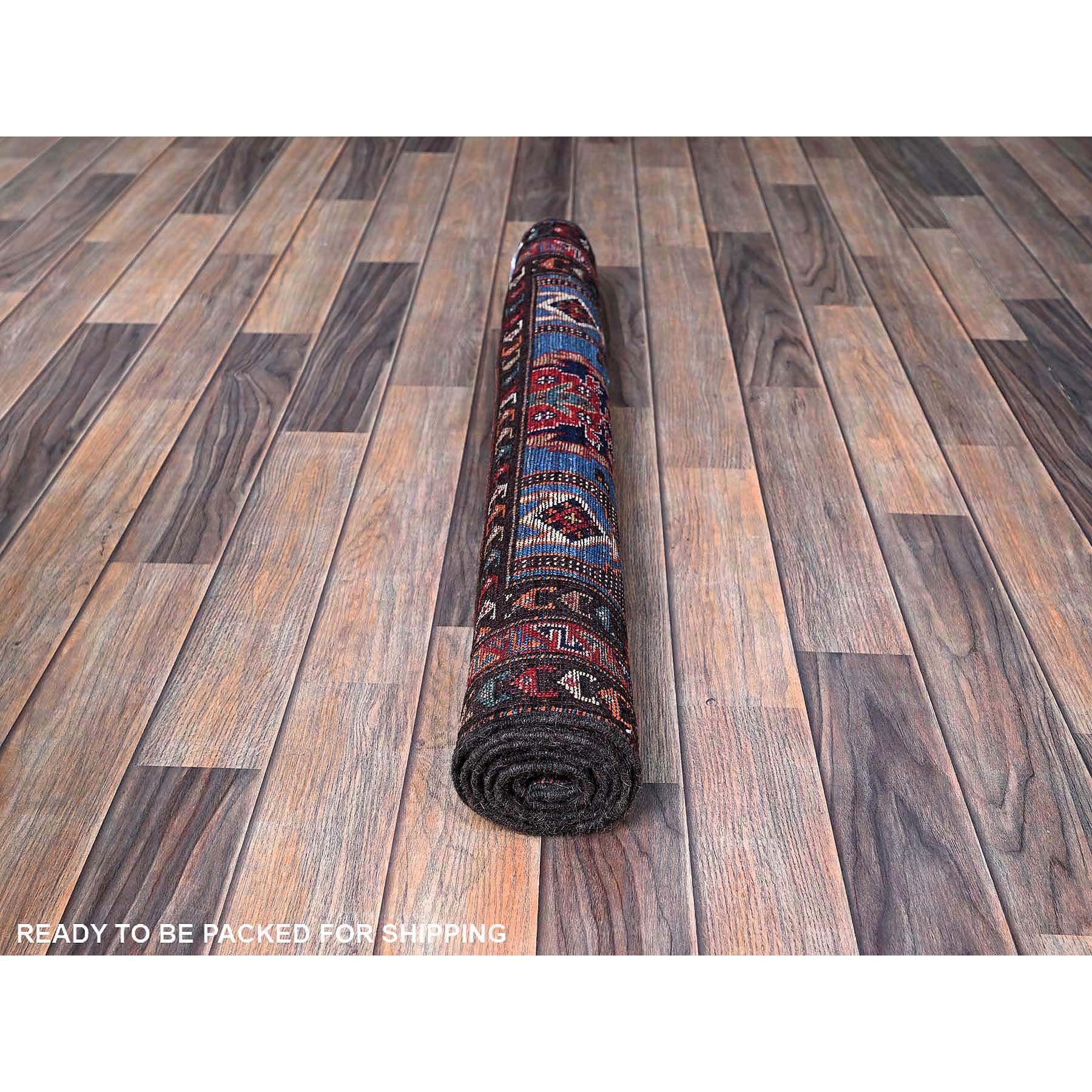 3'x4'8" Bayern Blue, Afghan Ersari with Turkish Knot, Caucasian Design Revival, Vegetable Dyes, Densely Woven, Hand Knotted, Soft and Velvety Wool, Oriental Rug Sh630