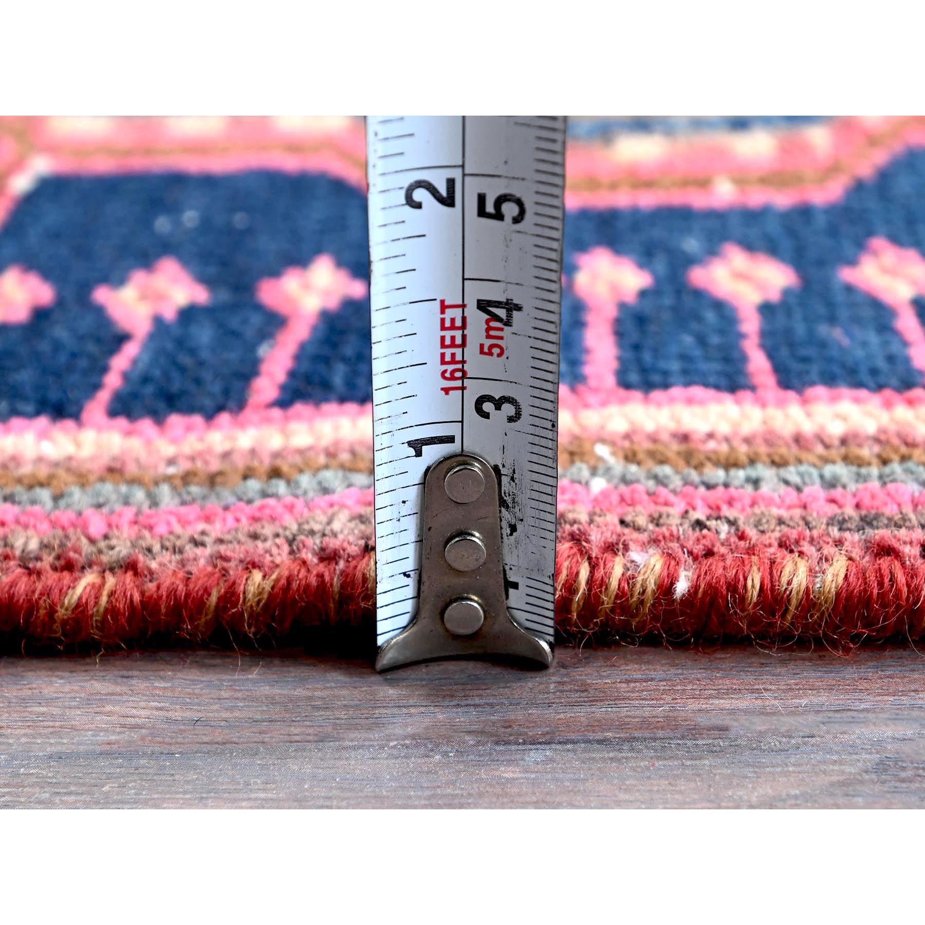 2'4"x6'5" Blush Red, Vintage Northwest Persian with Geometric Pattern, 100% Wool, Hand Knotted, Cropped Thin, Even Wear, Sides and Ends Professionally Secured, Good Condition, Runner, Oriental Rug Sh632