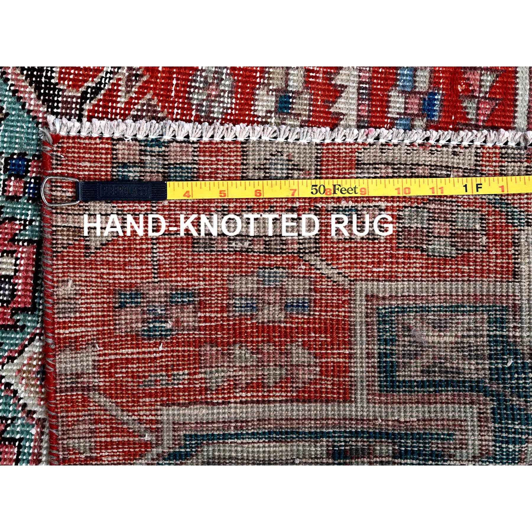 2'7"x9'3" Ajax Red, Vintage Northwest Persian with Large Medallions Design, Shaved Down, Zero Pile, Distressed, Abrash, Sides and Ends Professionally Secured, Hand Knotted, Pure Wool, Runner, Oriental Rug Sh633