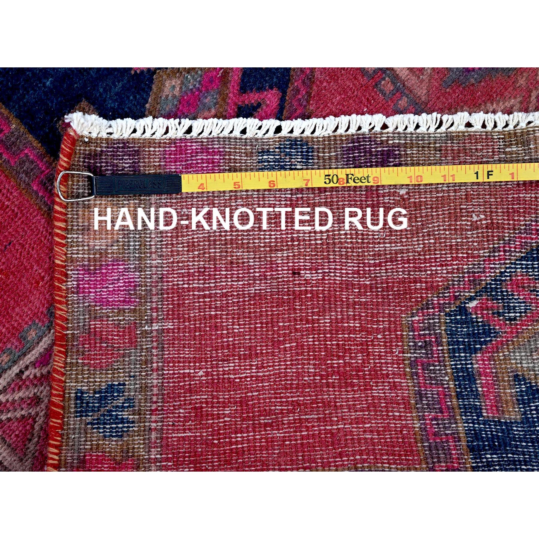 2'5"x9'10" Punch Pink, Overdyed Northwest Persian with Armenian Inspired Caucasian Design, 100% Wool, Hand Knotted, Shaved Down, Zero Pile, Sides and Ends Professionally Secured, Good Condition, Narrow Runner, Oriental Rug Sh651
