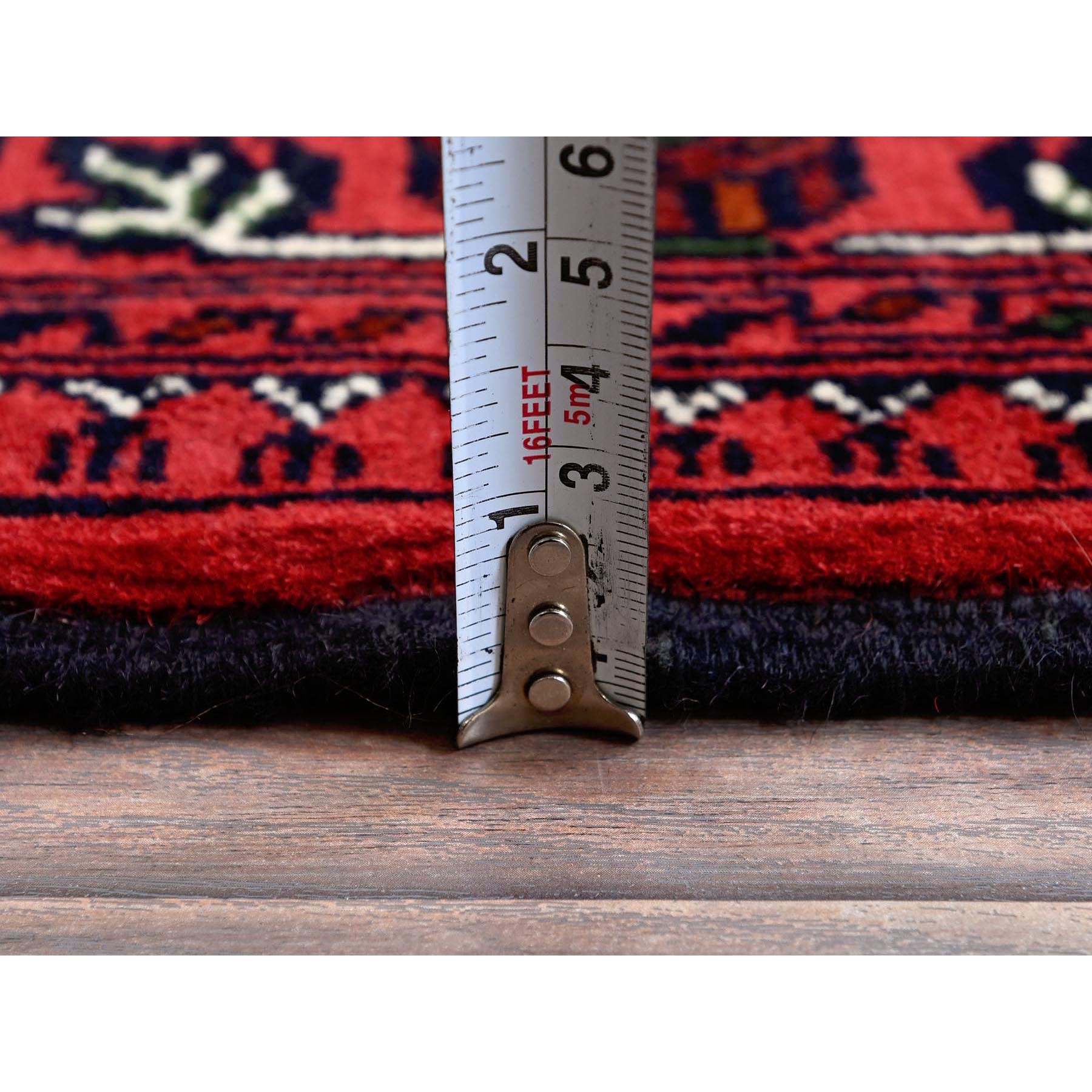5'x7' Chili Red, Hand Knotted, Afghan Khamyab with Geometric Medallions Design, Pure Wool, Natural Dyes, Oriental Rug Sh657