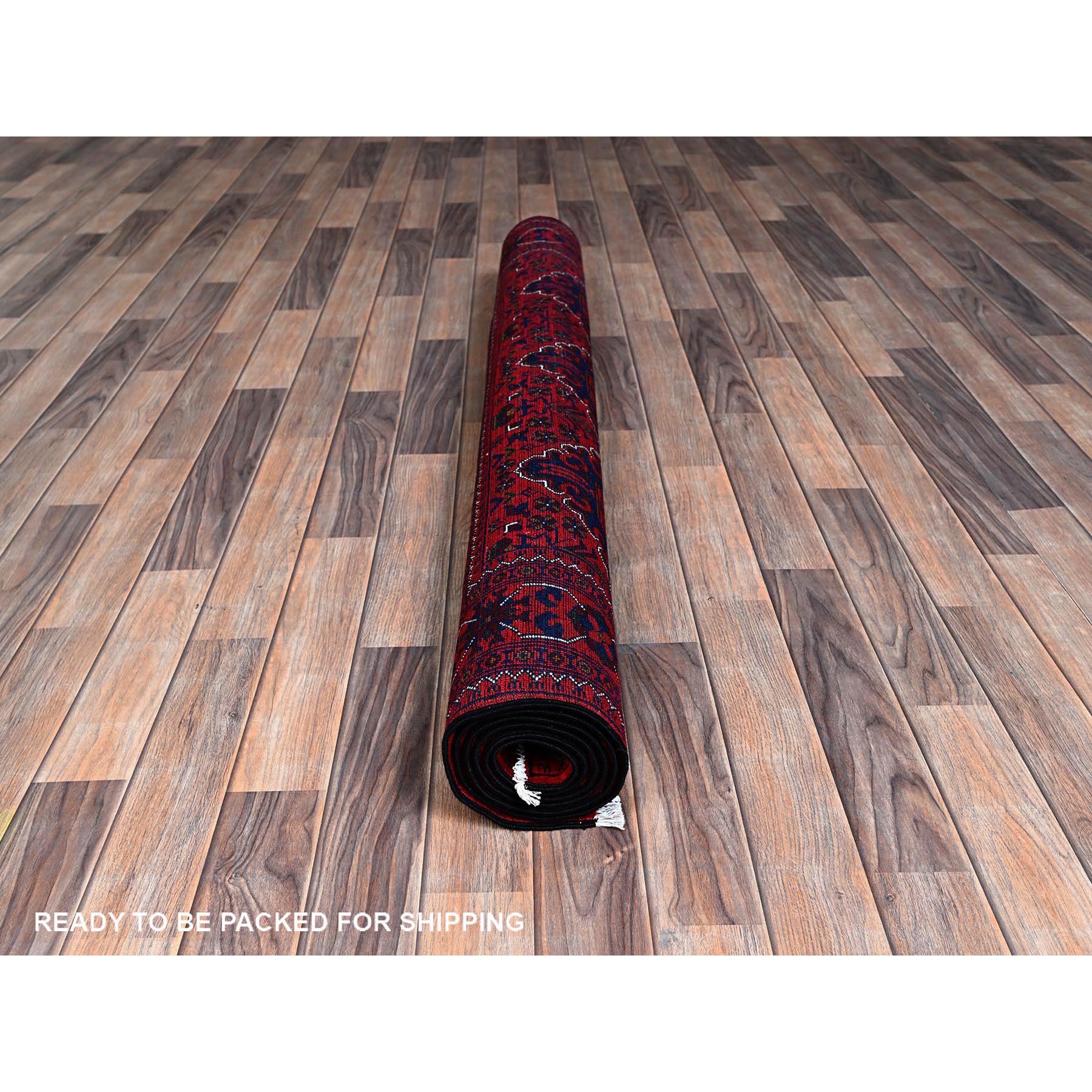 5'x7' Chili Red, Afghan Khamyab with Geometric Medallions Design, Pure Wool, Vegetable Dyes, Hand Knotted, Oriental Rug Sh661