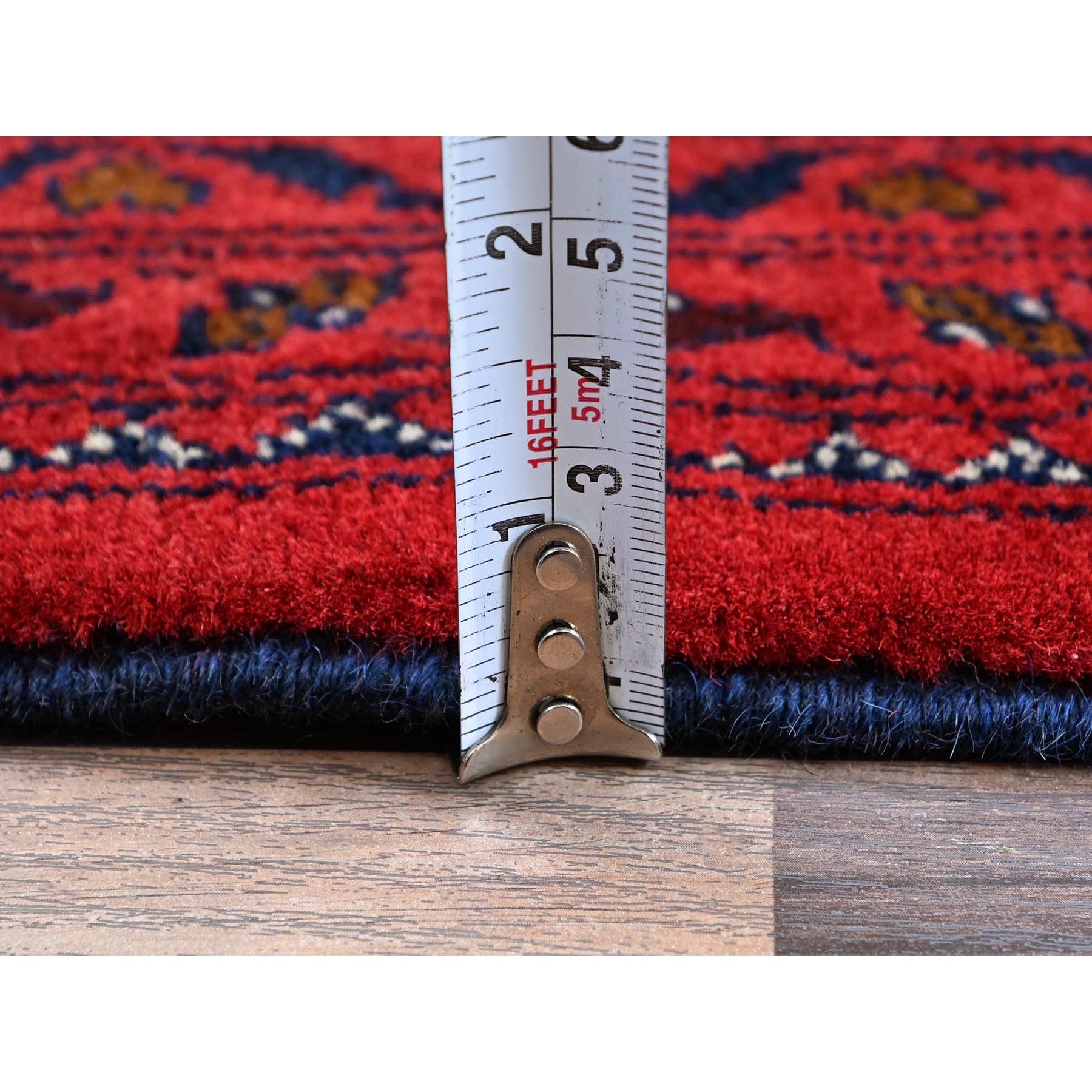 5'x6'4" Scarlet Red, Afghan Khamyab with Tribal Design, Pure Wool, Vegetable Dyes, Hand Knotted, Oriental Rug Sh662