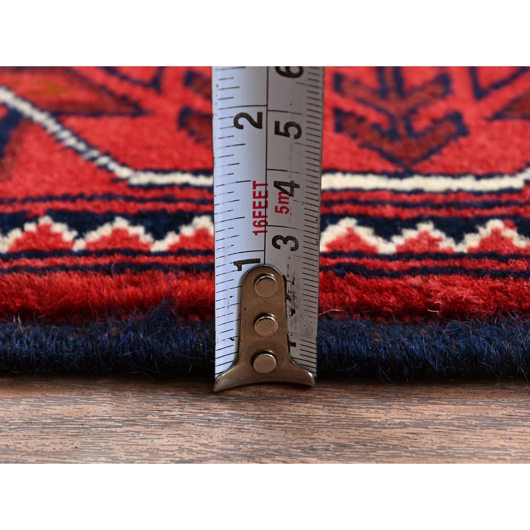 4'x6'4" Crimson Red, Afghan Khamyab with Tribal Medallions Design, Soft and Velvety Wool, Natural Dyes, Hand Knotted, Oriental Rug Sh669