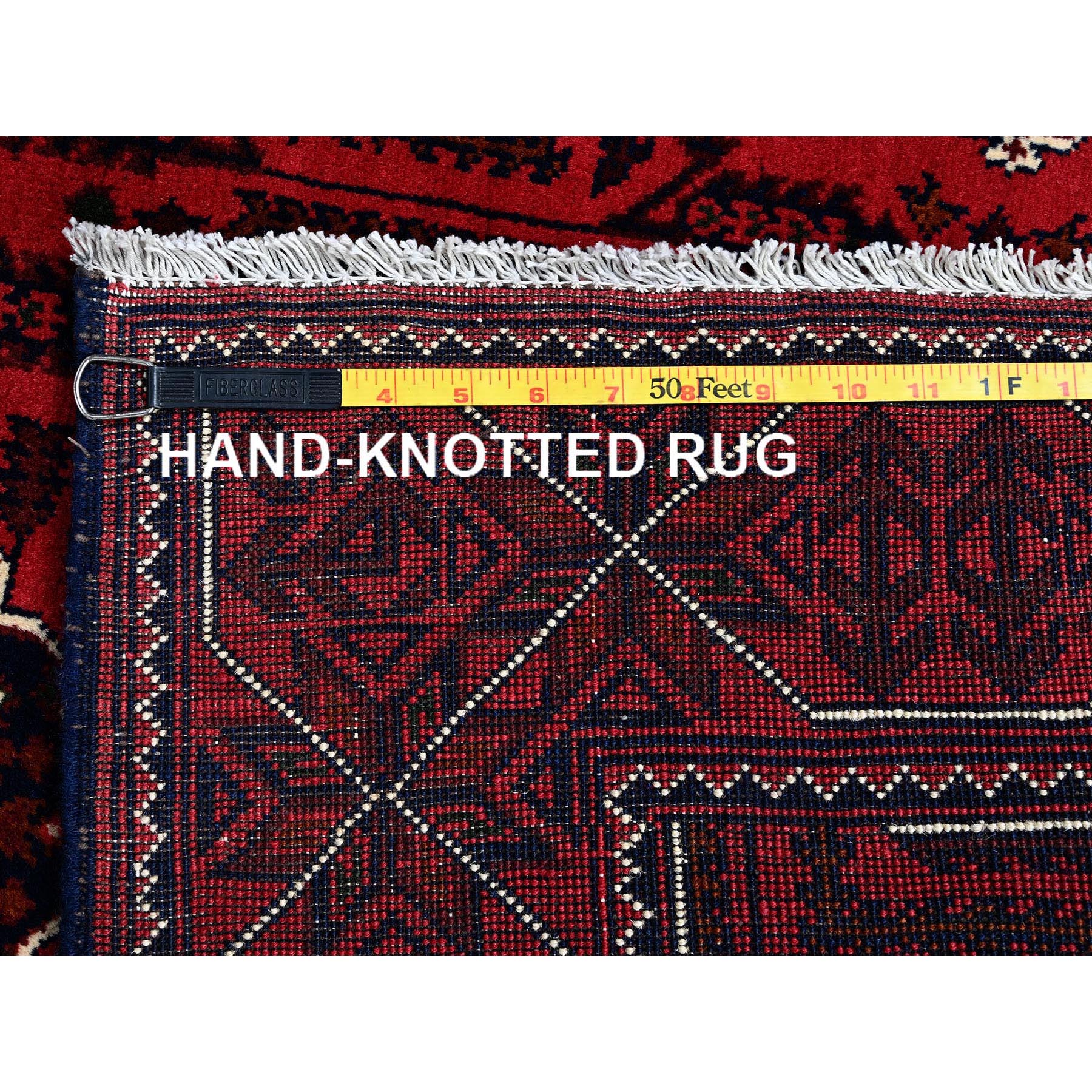4'x6'4" Crimson Red, Afghan Khamyab with Tribal Medallions Design, Soft and Velvety Wool, Natural Dyes, Hand Knotted, Oriental Rug Sh669