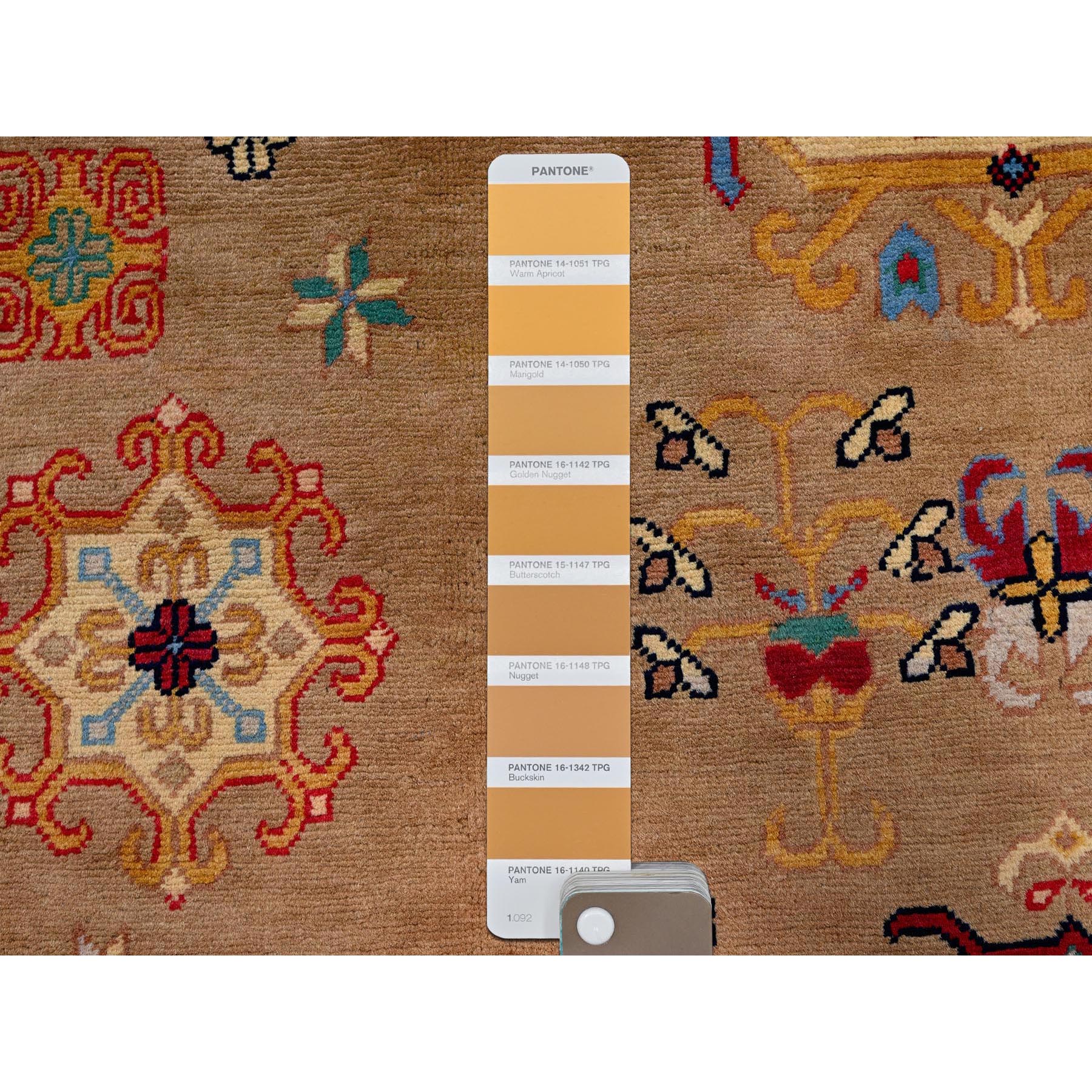5'x6'10" Nugget Brown, Afghan Khamyab with Khotan Design, Hand Knotted, Soft and Velvety Wool, Vegetable Dyes, Oriental Rug Sh672
