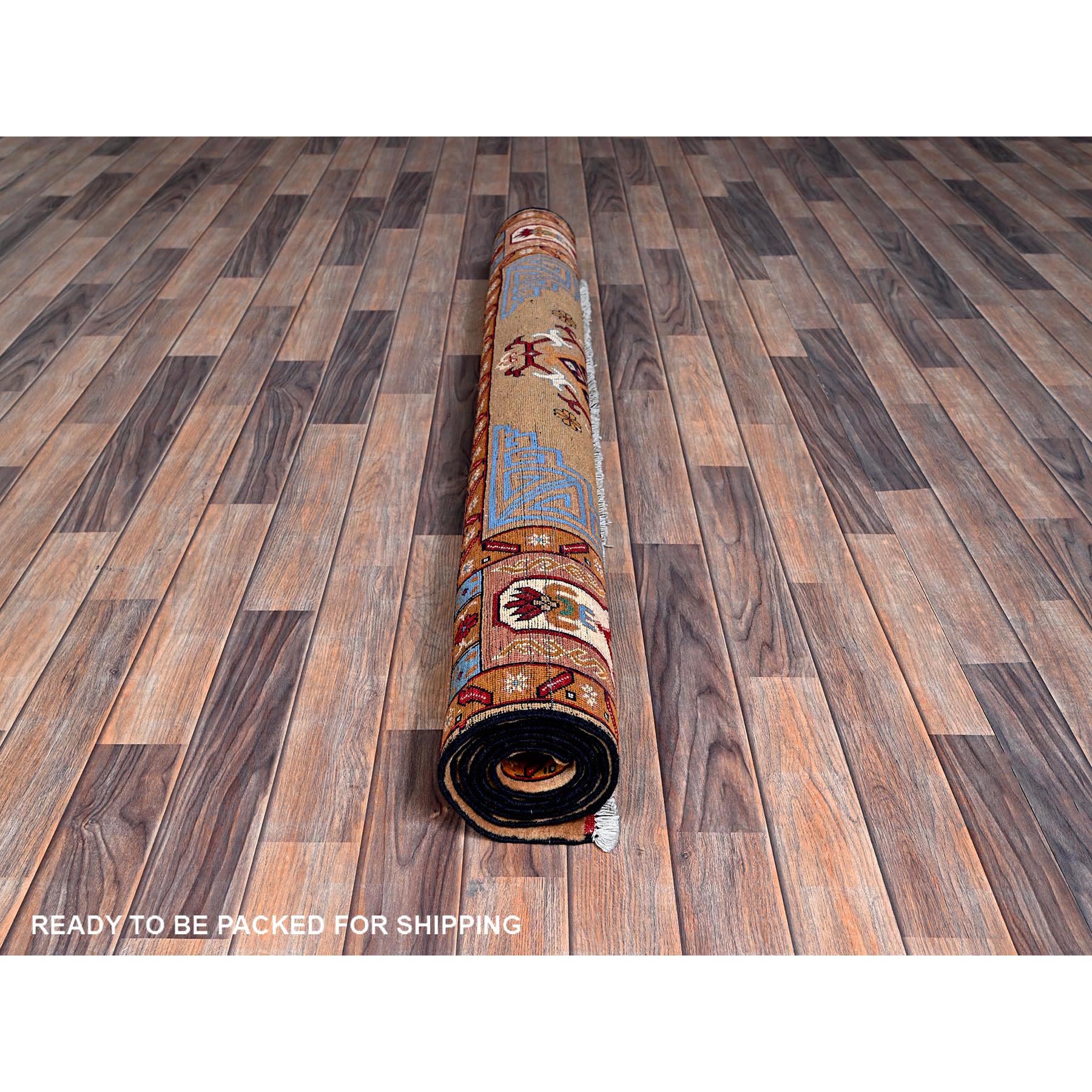 5'x6'10" Nugget Brown, Afghan Khamyab with Khotan Design, Hand Knotted, Soft and Velvety Wool, Vegetable Dyes, Oriental Rug Sh672