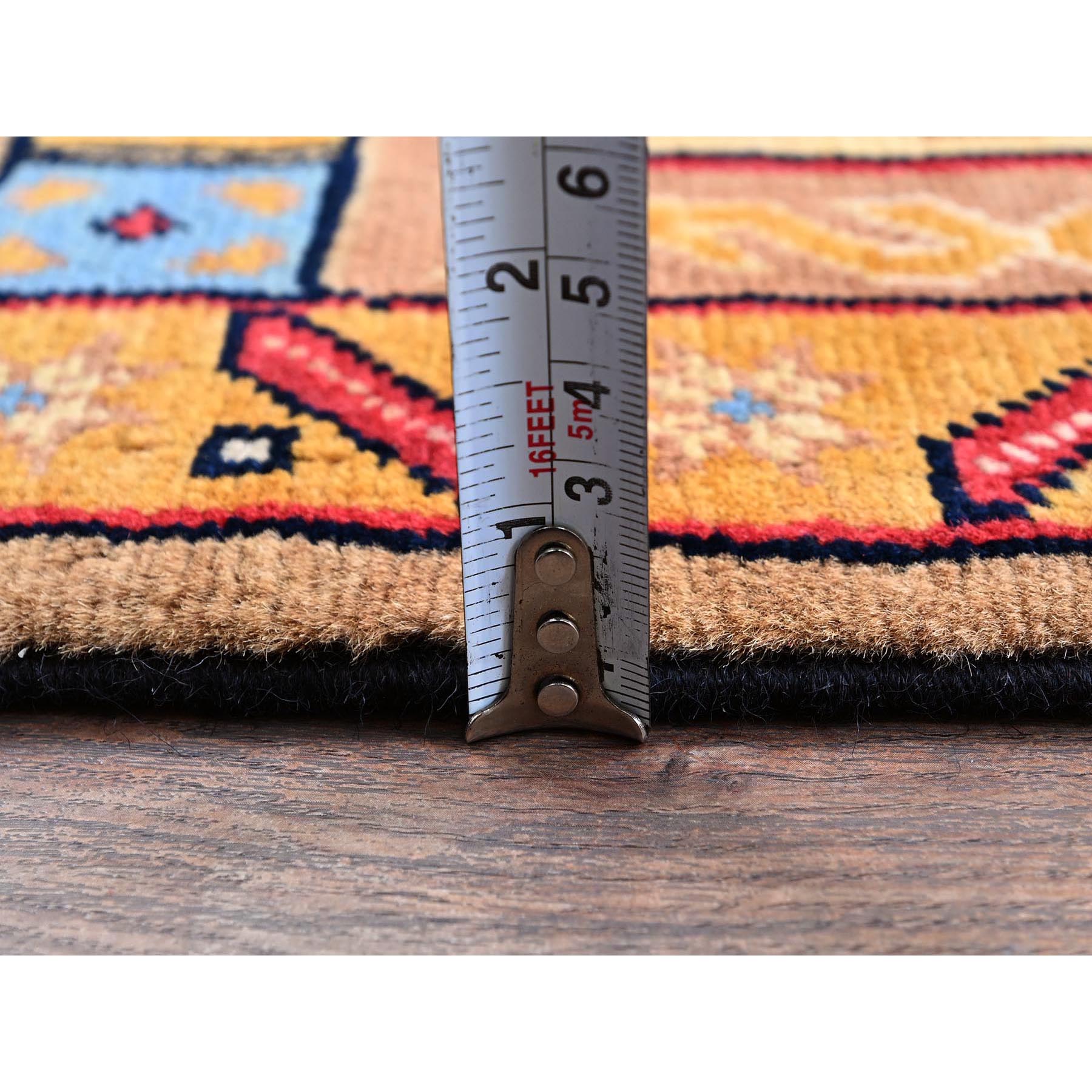 5'x6'10" Nugget Brown, Afghan Khamyab with Khotan Design, Hand Knotted, Soft and Velvety Wool, Vegetable Dyes, Oriental Rug Sh672