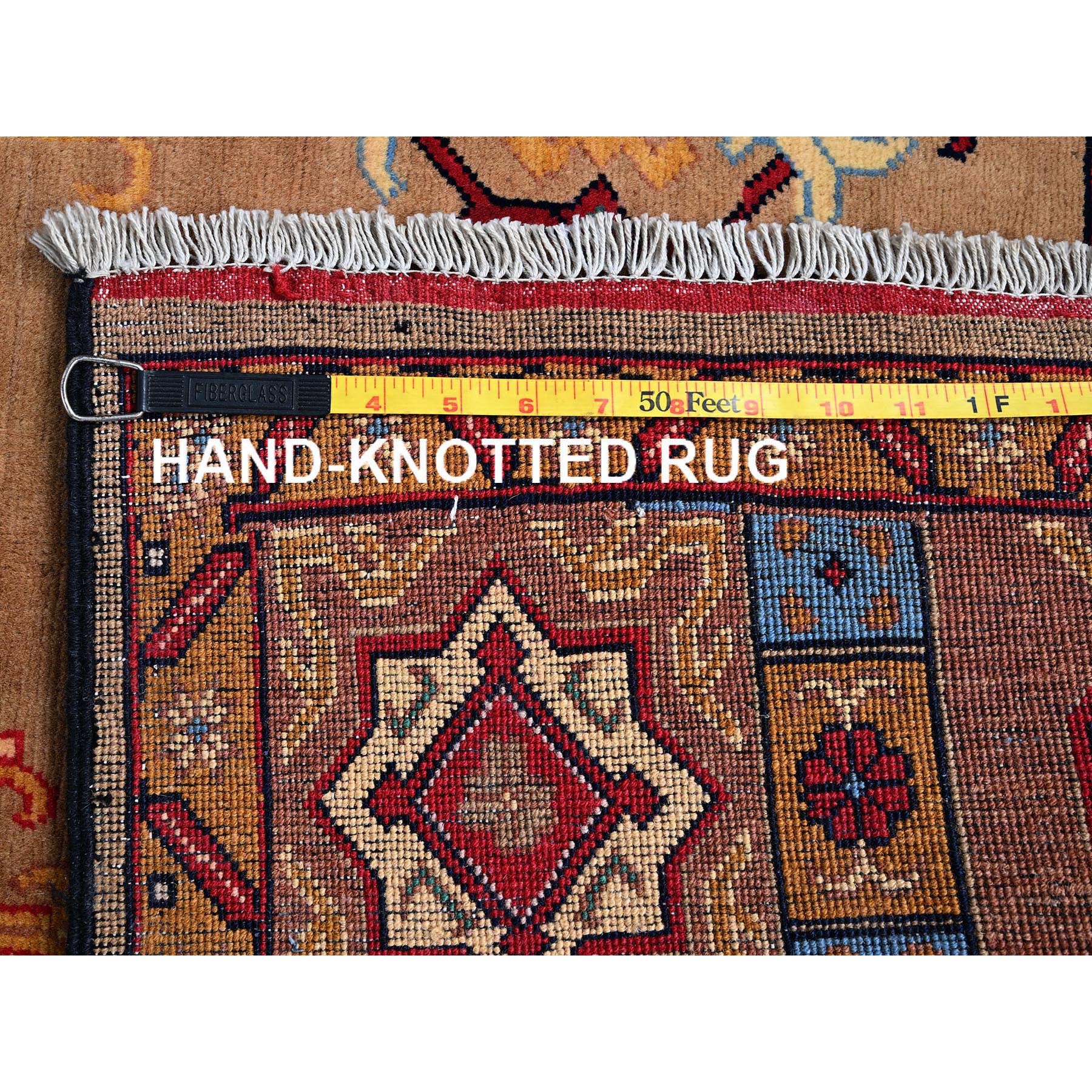 5'x6'10" Nugget Brown, Afghan Khamyab with Khotan Design, Hand Knotted, Soft and Velvety Wool, Vegetable Dyes, Oriental Rug Sh672