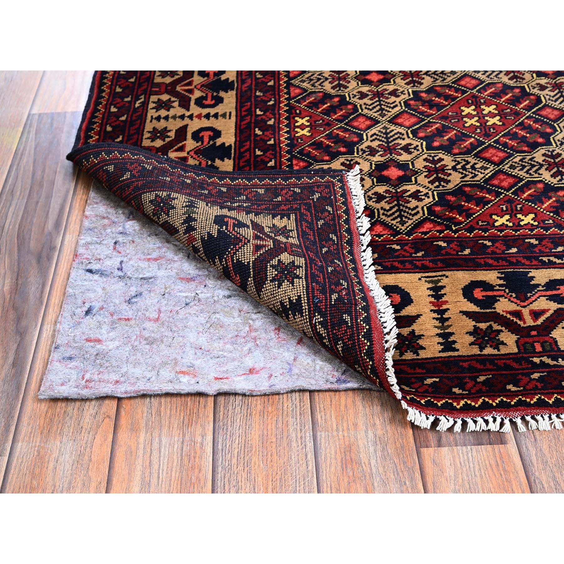 4'9"x6'1" Imperial Red, Afghan Khamyab with Unusual Light Color Background, Hand Knotted, Soft and Shiny Wool, Vegetable Dyes, Oriental Rug Sh673