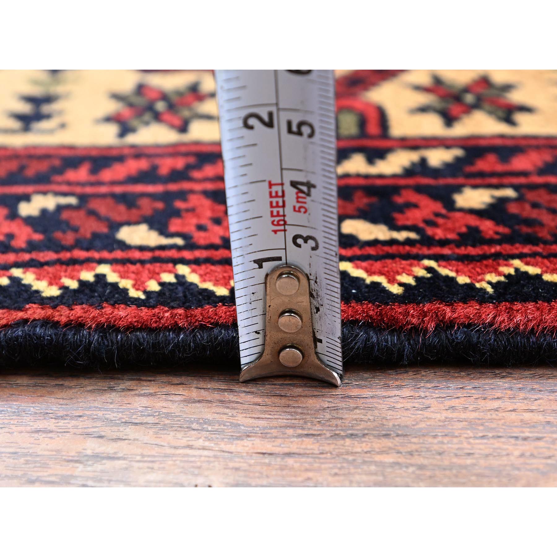 4'9"x6'1" Imperial Red, Afghan Khamyab with Unusual Light Color Background, Hand Knotted, Soft and Shiny Wool, Vegetable Dyes, Oriental Rug Sh673