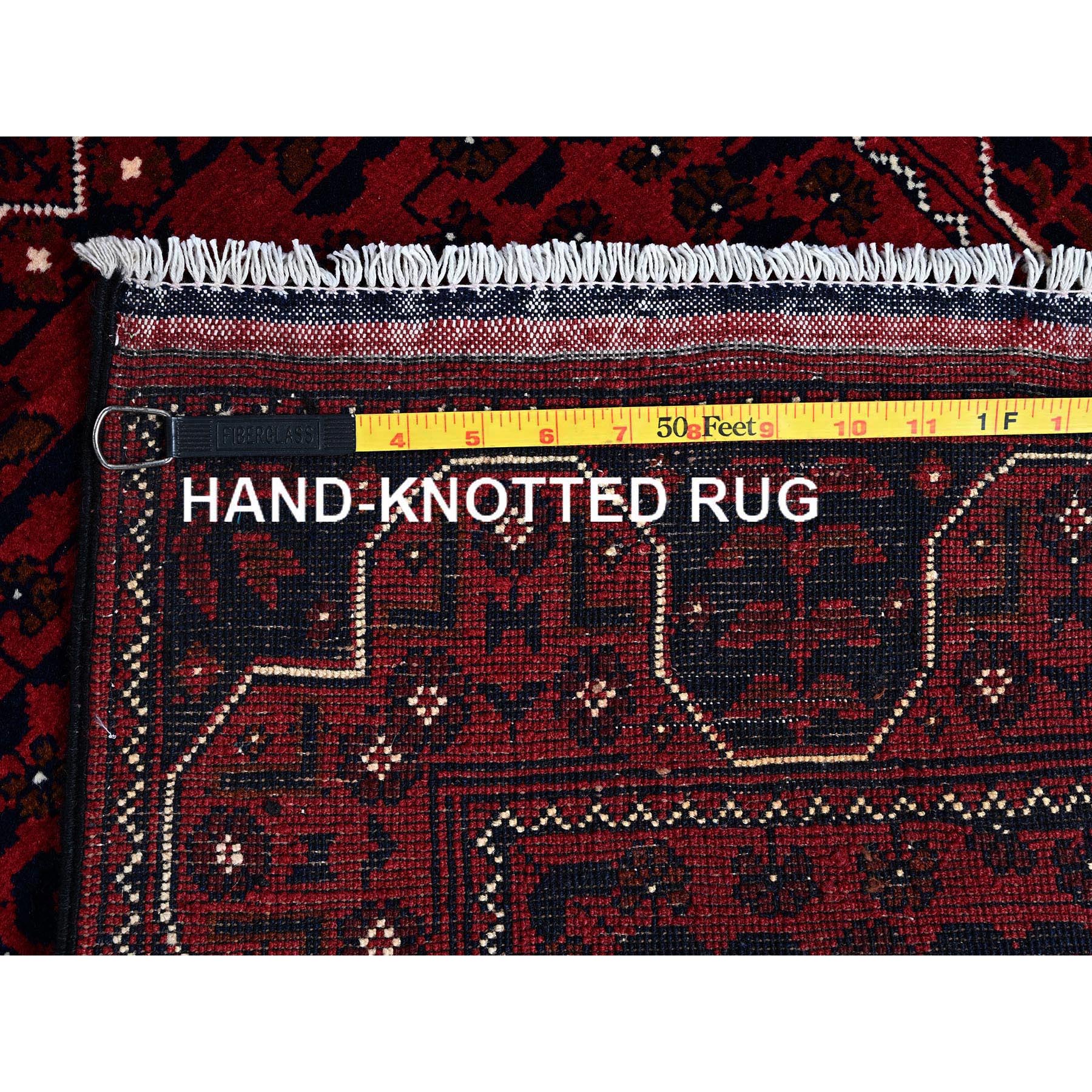 2'3"x4'10" Berry Red, Afghan Khamyab with Tribal Design, 100% Wool, Vegetable Dyes, Hand Knotted, Short Runner, Oriental Rug Sh682