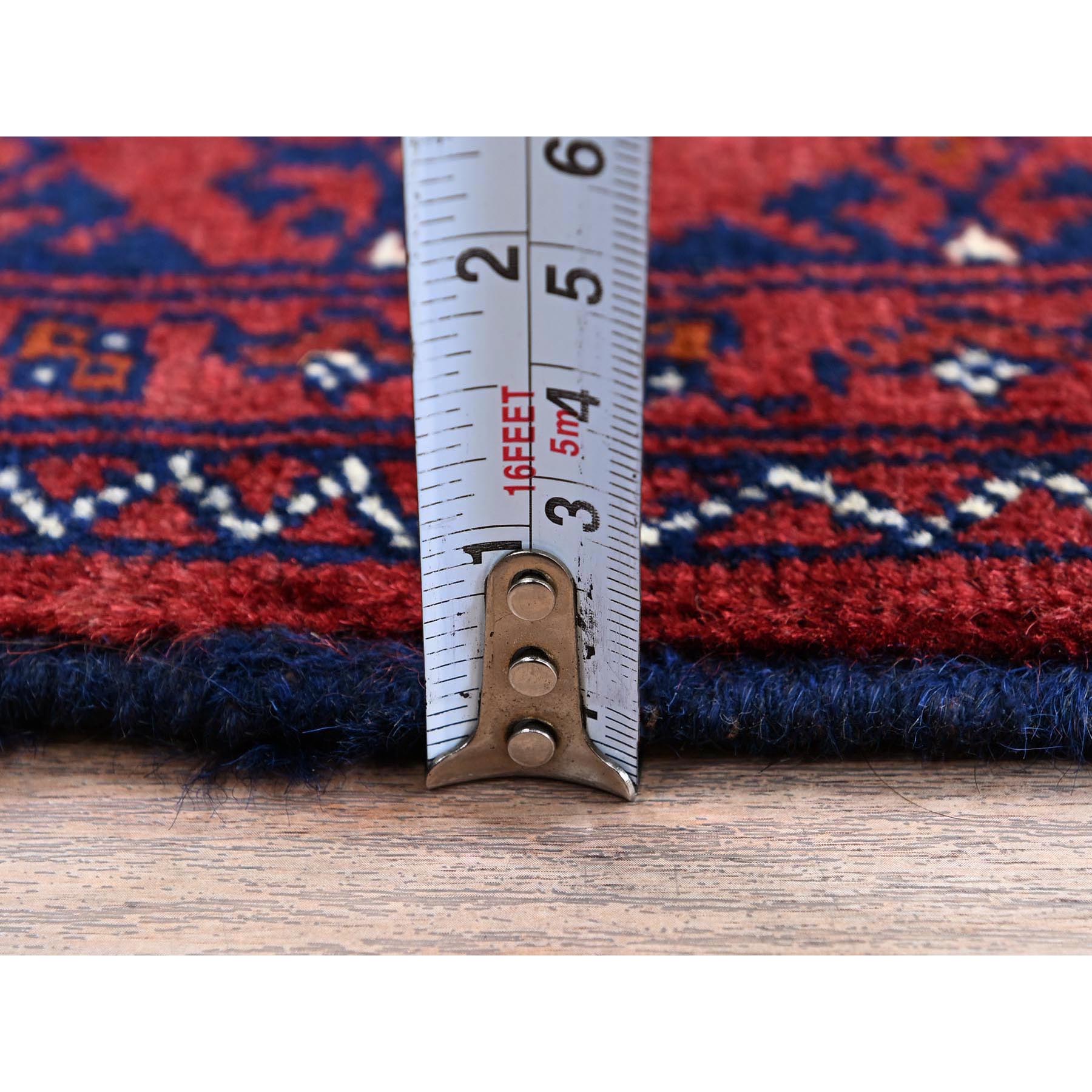 2'2"x4'8" Chili Red, Afghan Khamyab with Tribal Medallions Design, Hand Knotted, Pure Wool, Vegetable Dyes, Short Runner, Oriental Rug Sh689