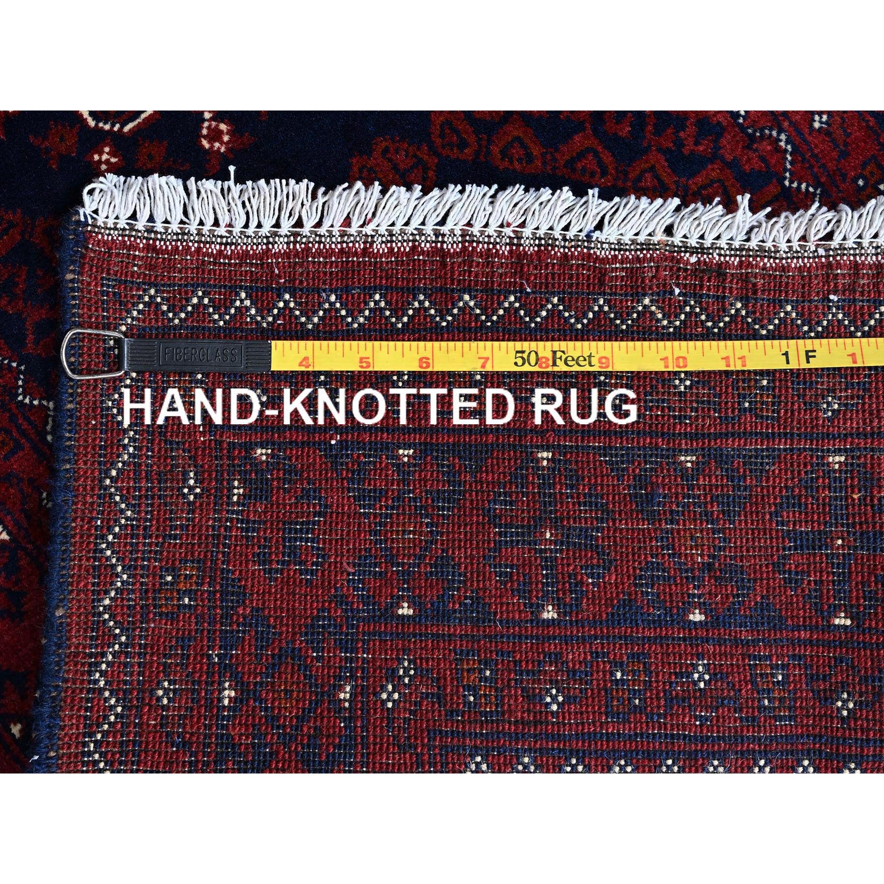 2'2"x4'8" Chili Red, Afghan Khamyab with Tribal Medallions Design, Hand Knotted, Pure Wool, Vegetable Dyes, Short Runner, Oriental Rug Sh689