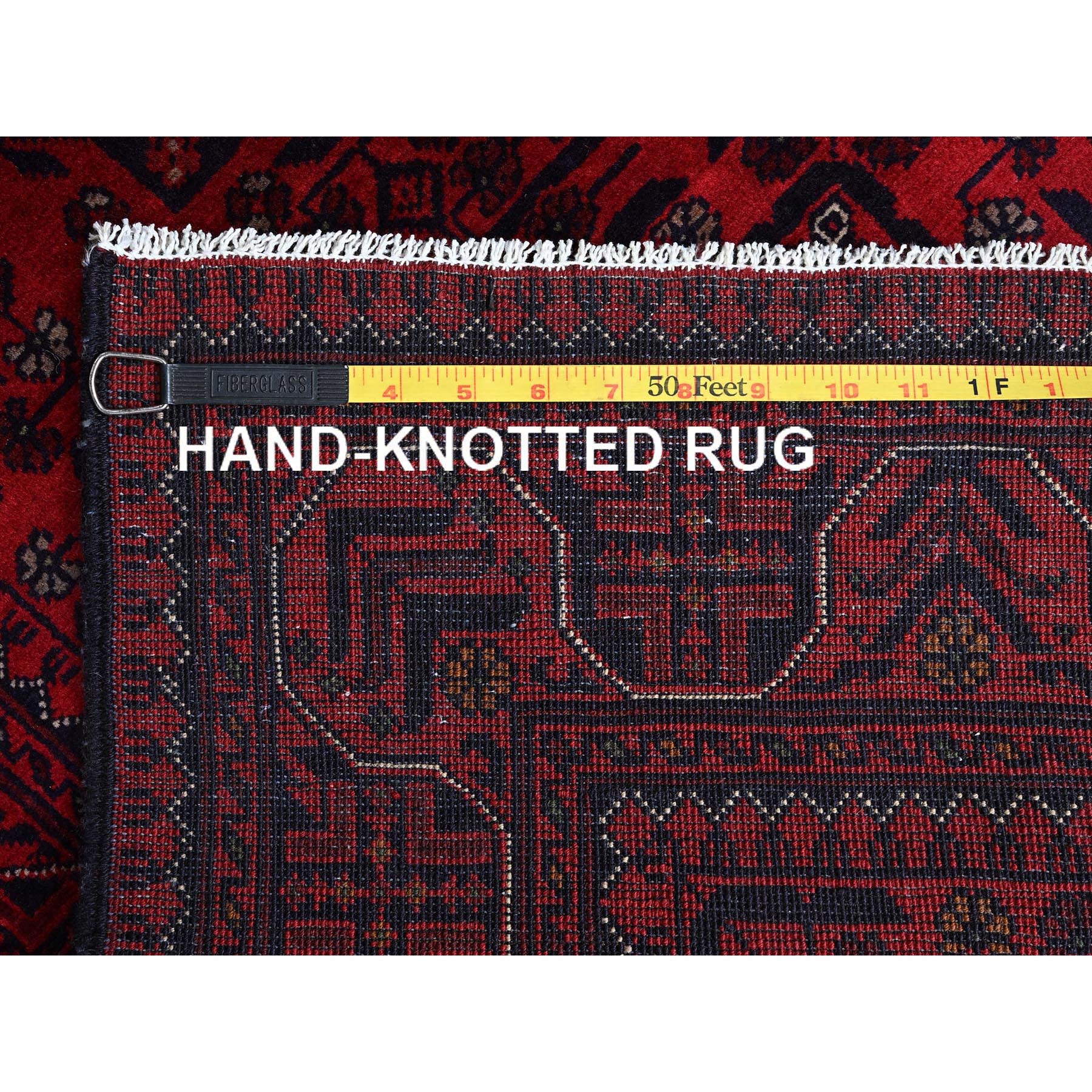 2'8"x4' Berry Red, Afghan Khamyab with Geometric Design, Hand Knotted, Soft Wool, Natural Dyes, Mat, Sample, Oriental Rug Sh701