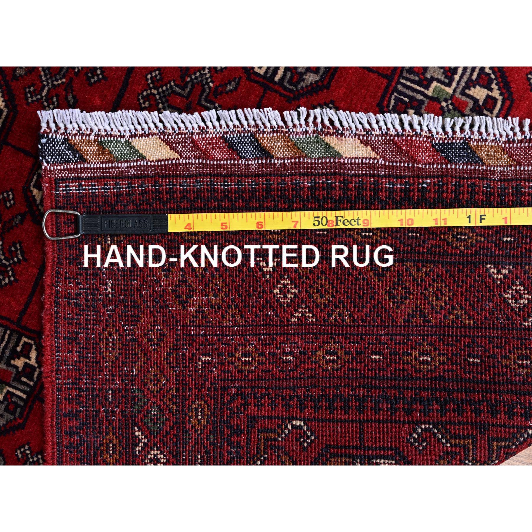 2'7"x4' Chili Red, Princess Bokara with Geometric Pattern, Natural Dyes, Hand Knotted, 100% Wool, Mat, Sample, Oriental Rug Sh704