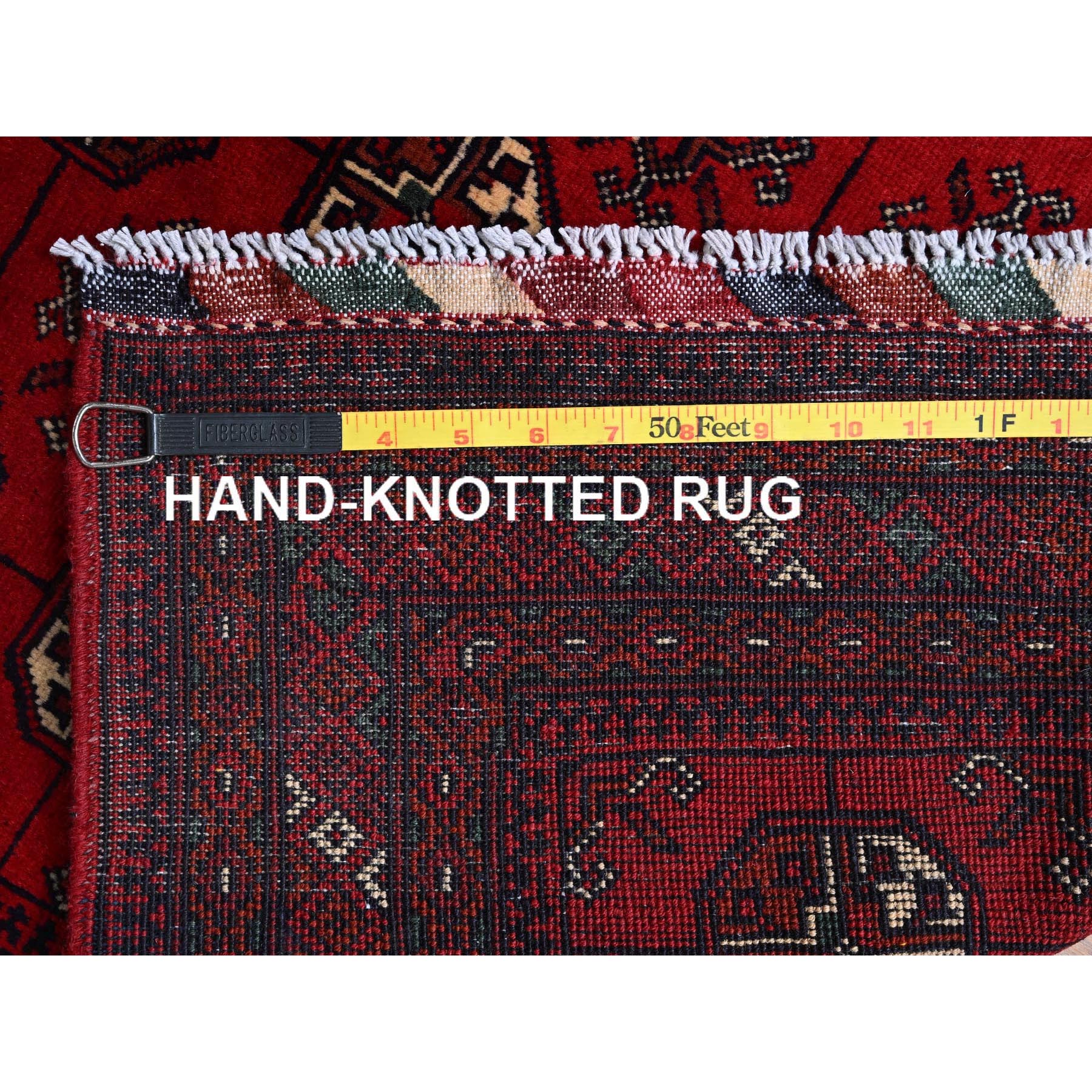 2'9"x4' Berry Red, Princess Bokara with Geometric Medallions Design, 100% Wool, Veggie Dyes, Hand Knotted, Mat, Sample, Oriental Rug Sh705