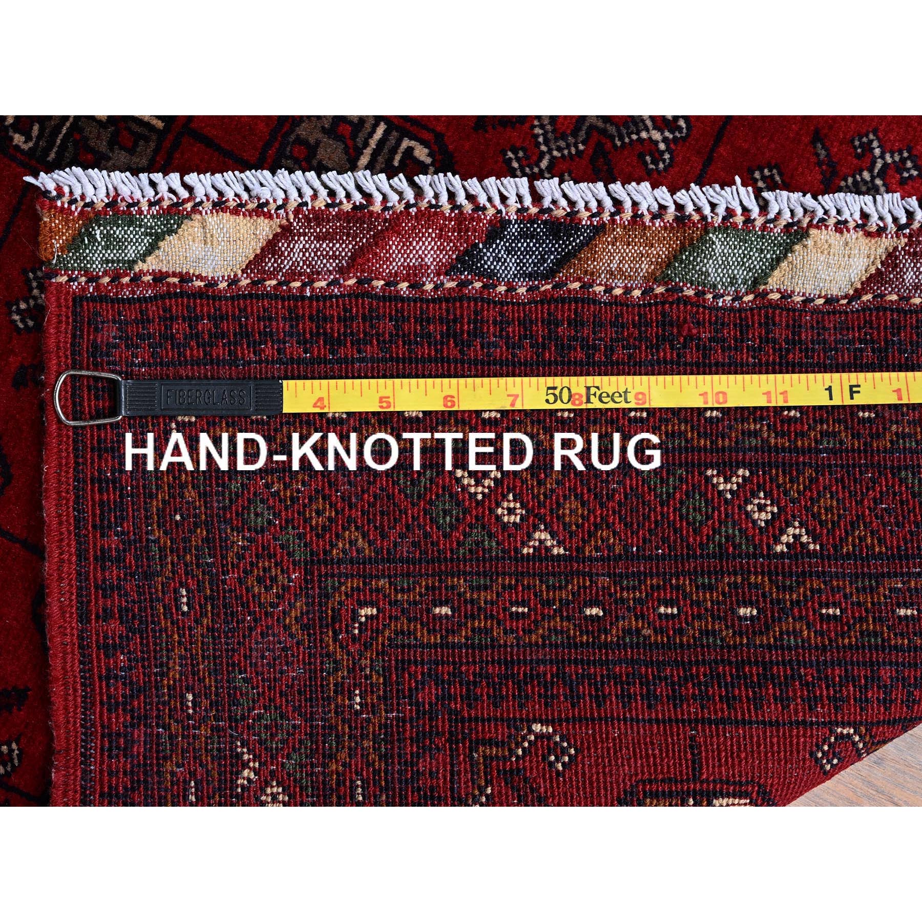 2'9"x4'1" Berry Red, Princess Bokara with Geometric Medallions Design, Vegetable Dyes, Soft and Shiny Wool, Hand Knotted, Mat, Sample, Oriental Rug Sh706